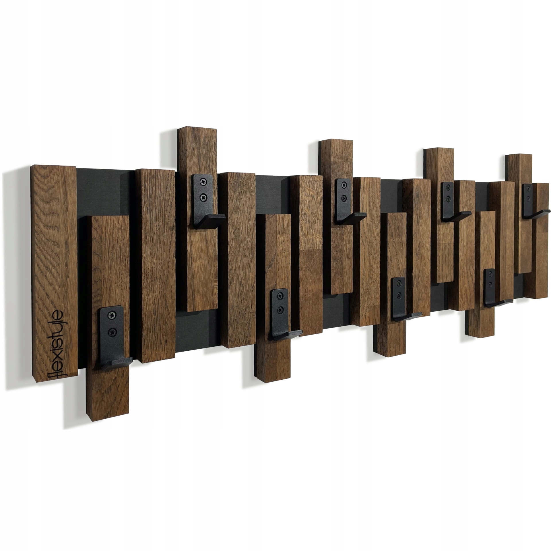 Dřevěný nástěnný věšák na oblečení Lamele Mini 80 cm, hnědý