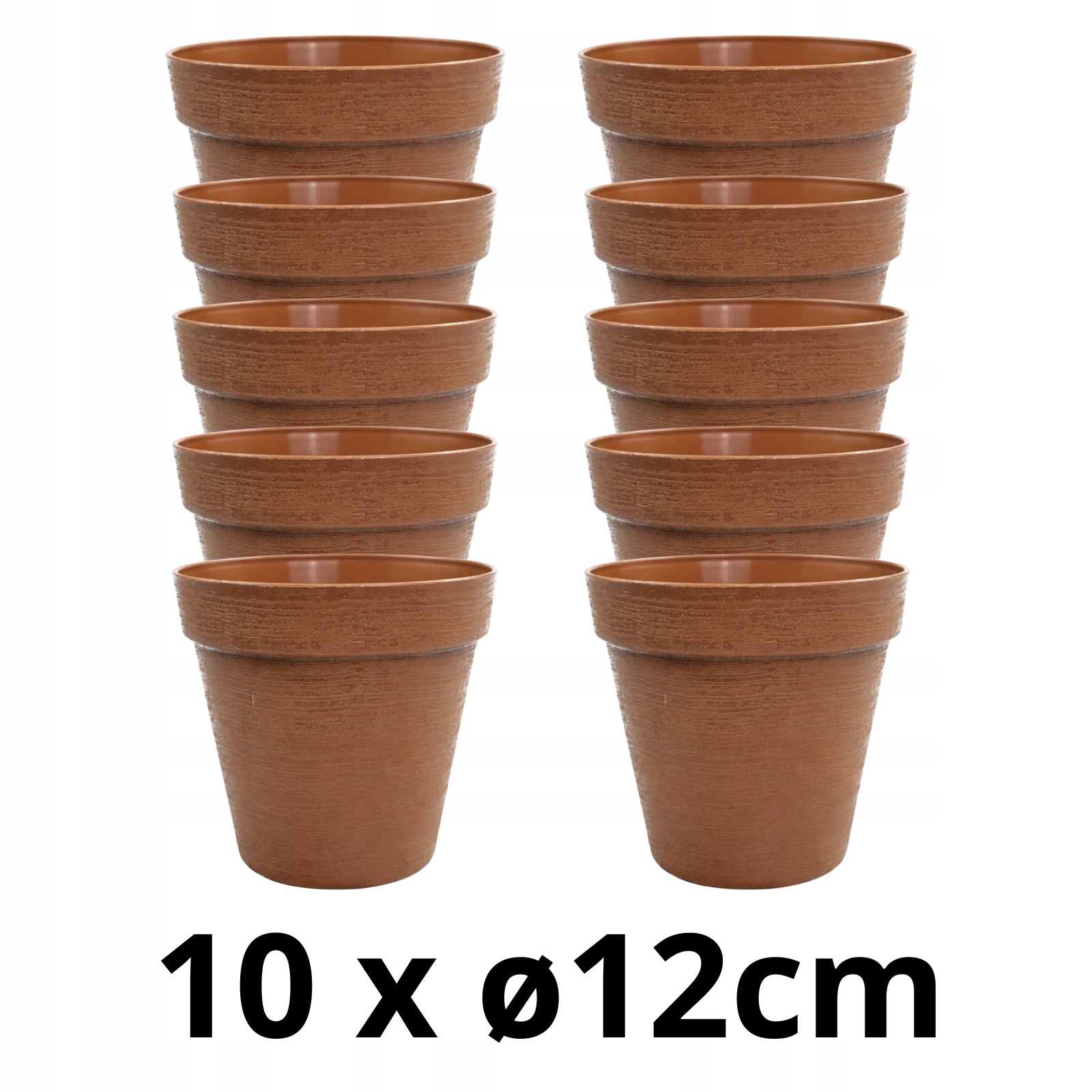 10 x Doniczka w Stylu LOFT 12 cm, 740ml, Eko, UV Odporna, Brązowy 2