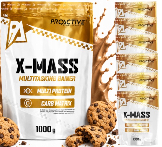 Gainer na hmotu Sacharidy ProActive X-mass Cookie 1kg x 6 ks