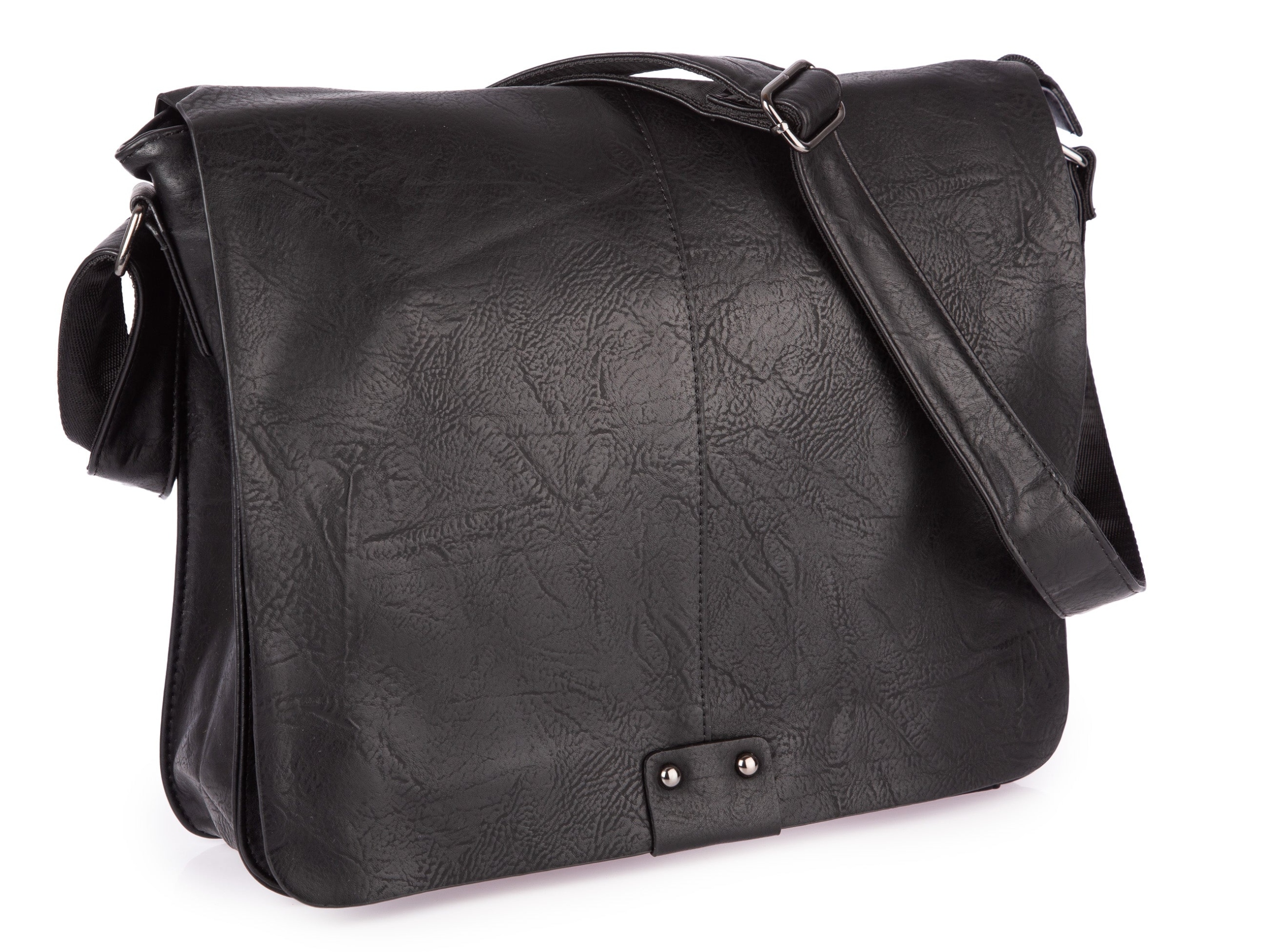 Velká pánská taška přes rameno s klopou A4, horizontální, pro práci na vysoké škole, černá