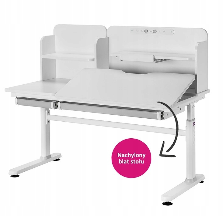 BIURKO REGULOWANE Z NADSTAWKĄ IRIS II GREY FunDesk Kolekcja IRIS II