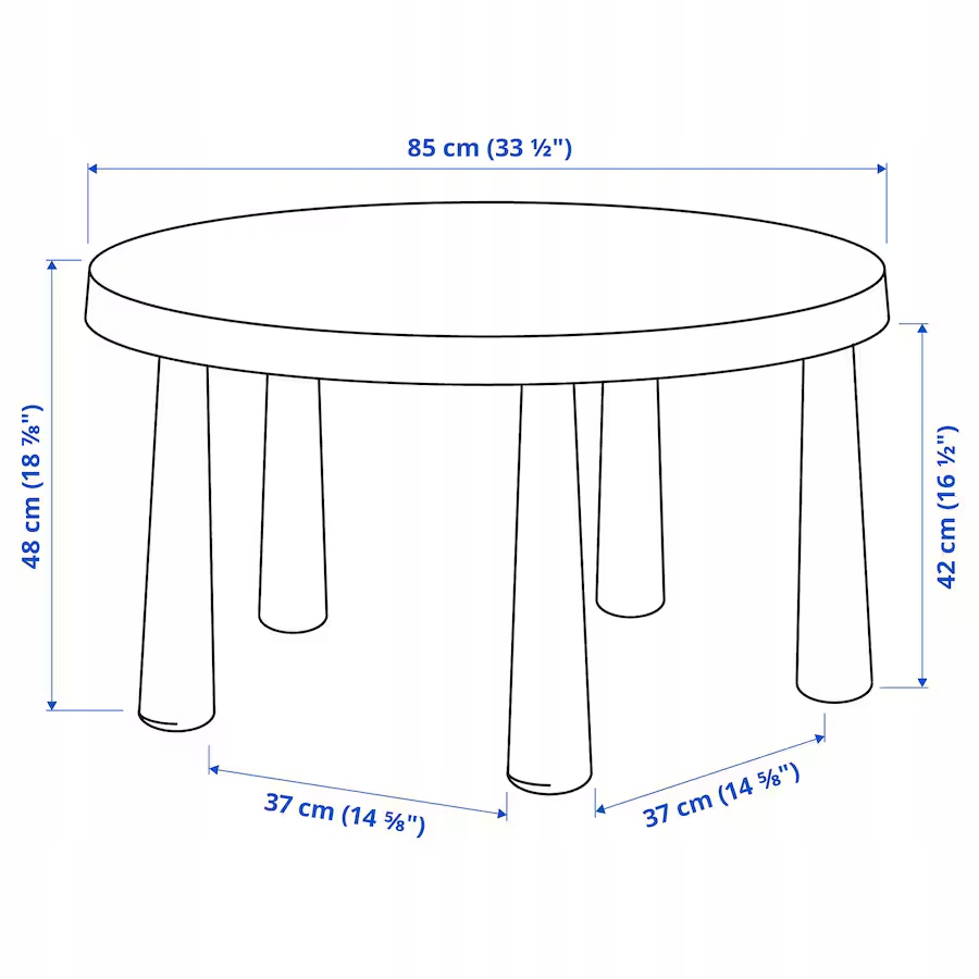 IKEA MAMMUT - stolik dziecięcy jasnoniebieski Kolor niebieski