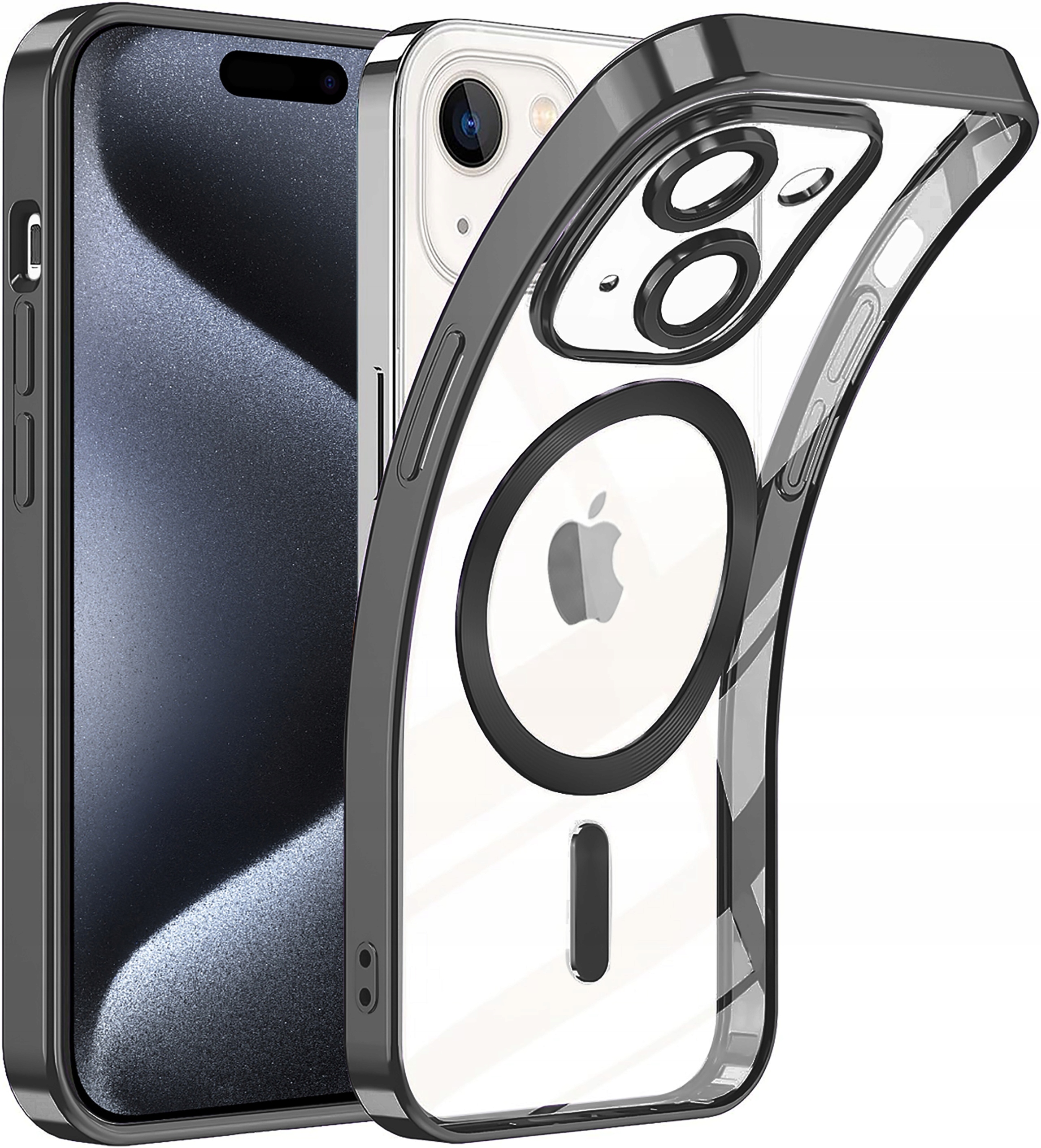 Etui do iPhone 15 Pro Max MAGNETIC PRETTY CLEAR CASE SILIKONOWE + Szkło 9H Kolor niebieski