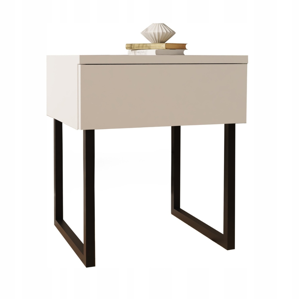 Noční stolek se spodním úchytem na nožičkách, bílý, šířka 40 cm