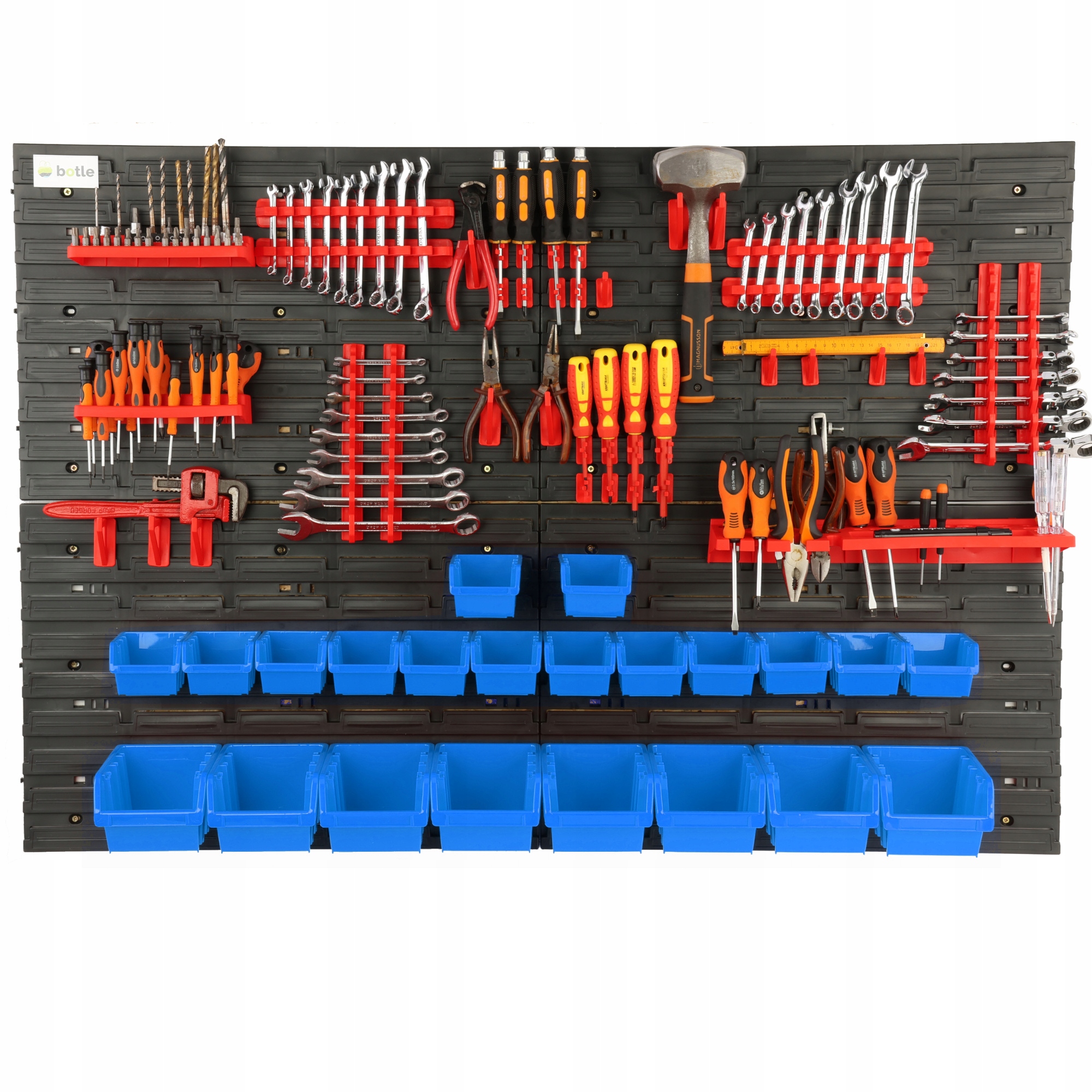 ŚCIANKA WARSZTATOWA TABLICA NARZĘDZIOWA 115X78 CM 22 KUWETY GARAŻ REGAŁ Marka Botle