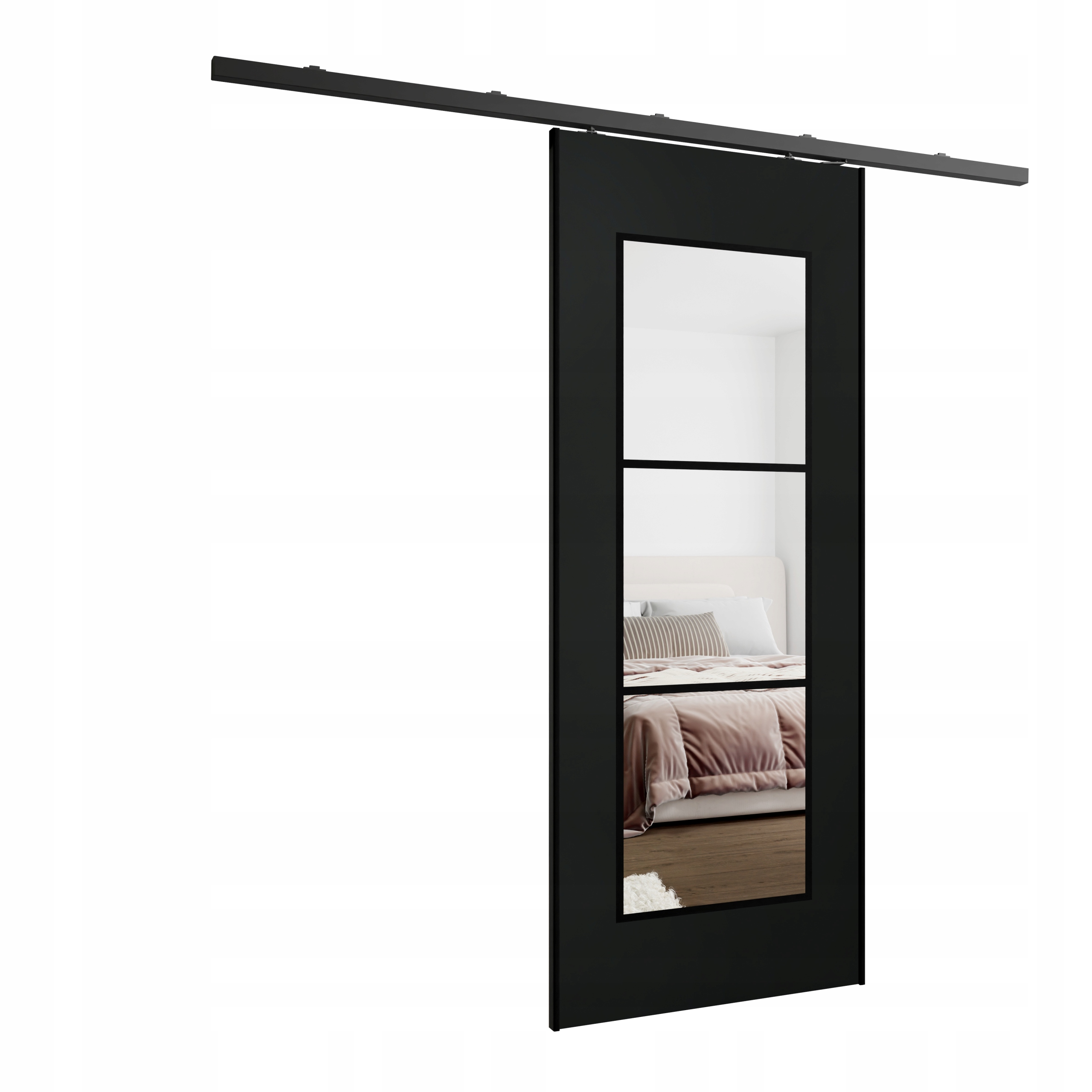 Posuvné nástěnné dveře HS-45 Flori 100 černé