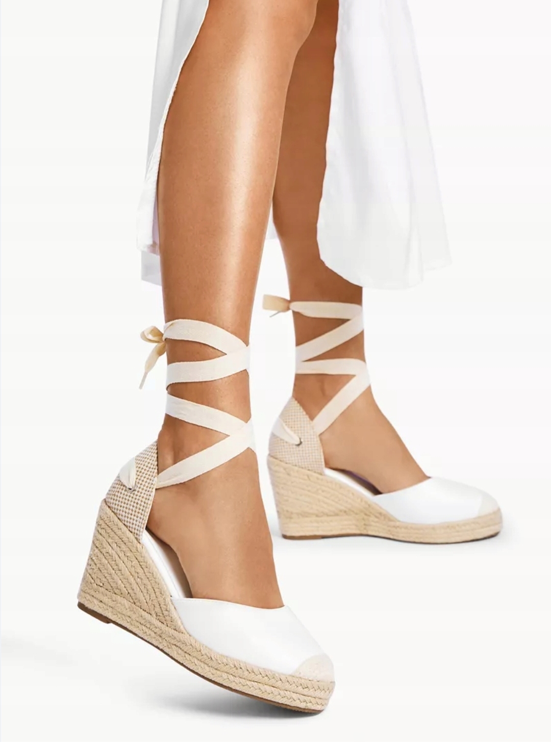 

Białe Sandały Na Koturnie Espadryle Ekoskóra 40