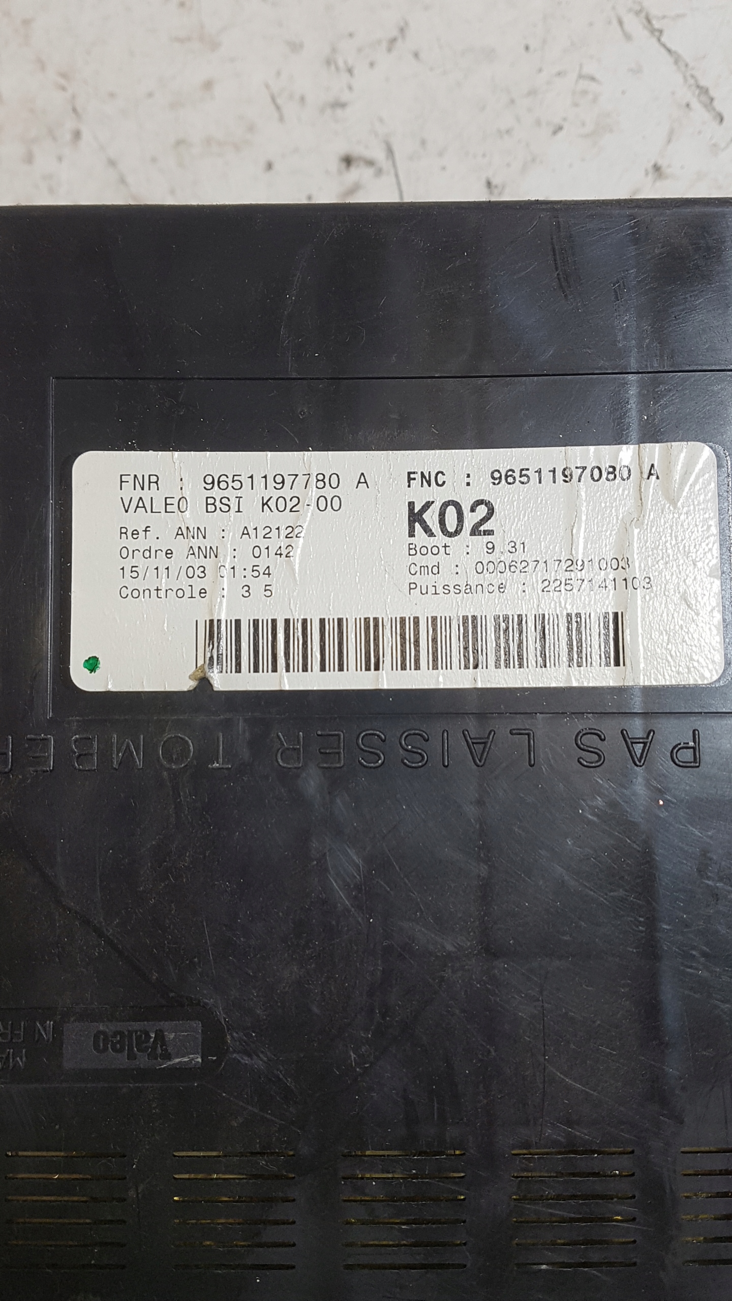 Scatola modulo BSI PEUGEOT 307 VALEO 9651197080A