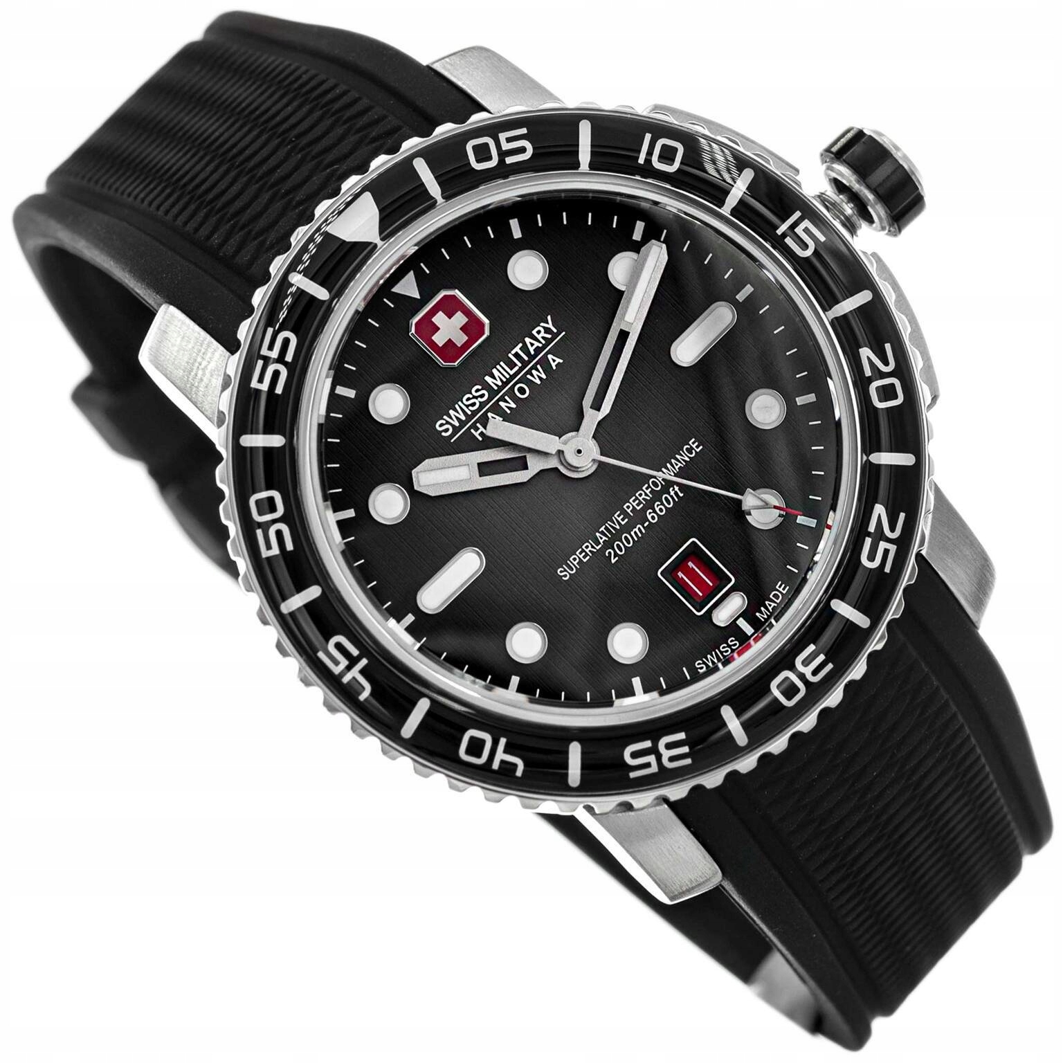 Pánské Hodinky Swiss Military Hanowa Černé Marlin SMWGN0001701 Datumovka 200 M