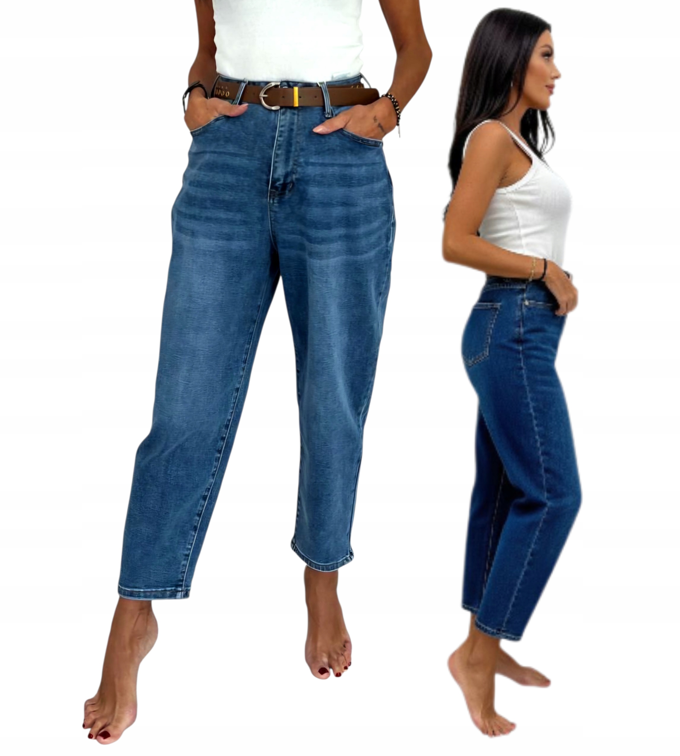 Dámské Módní Džínové Kalhoty S Páskem Typu Balloon vel. S 36 Tmavě Modré