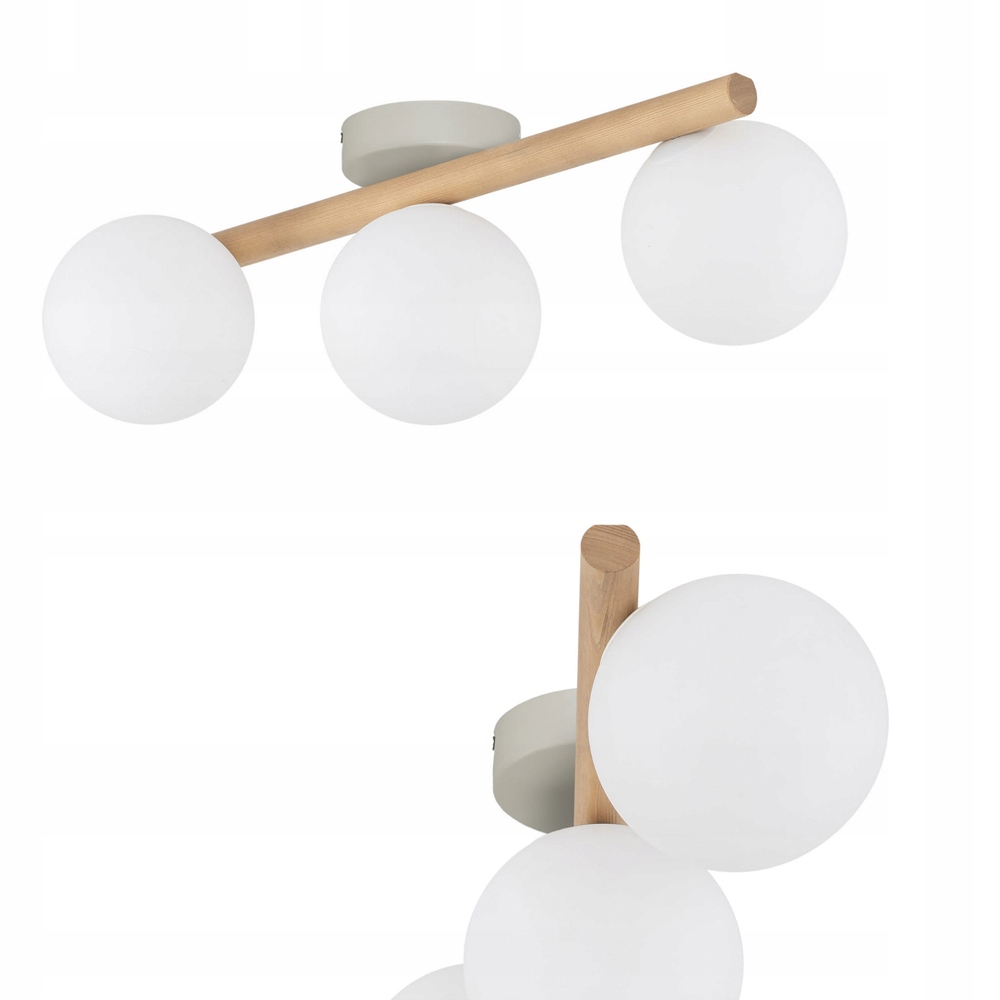 Stropní svítidlo dřevěná, skleněná, bílá stínidla 3xG9 Estera 5768 Tk Lighting
