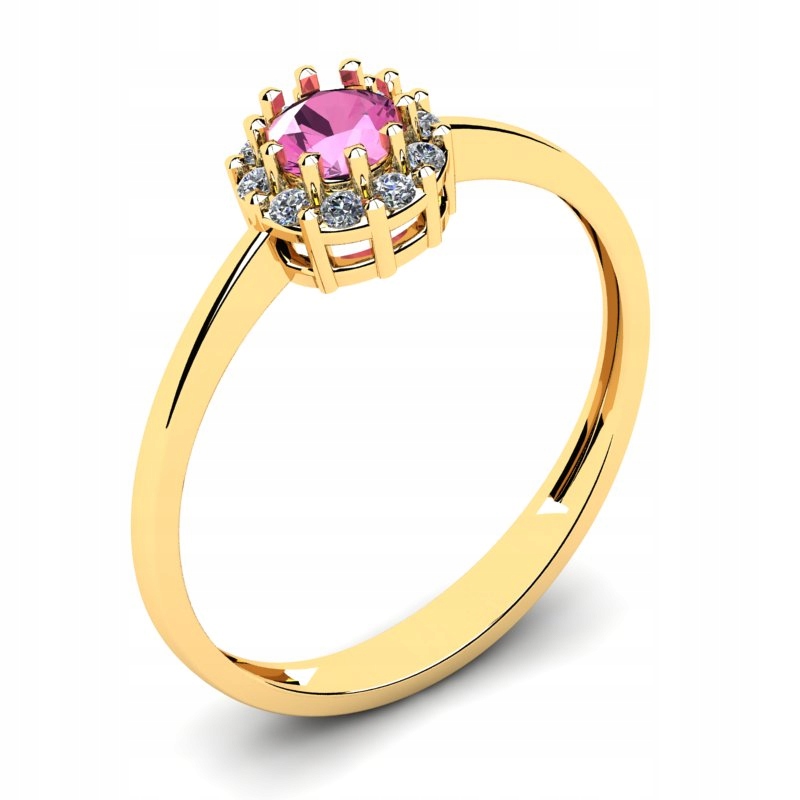 

Pierścionek Złoty Z Różową Cyrkonią 14KR