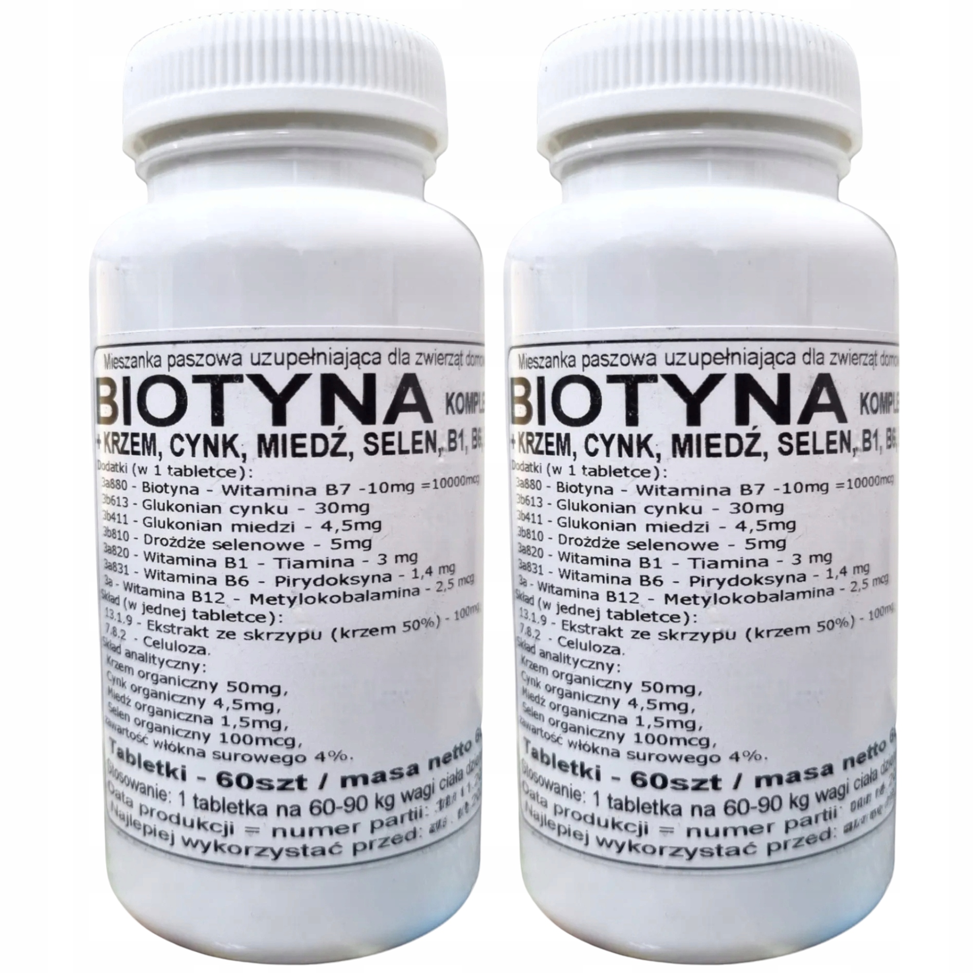 2x Podkowa Biotyna kompleks 60 tabletek Krzem Cynk Tiamina Metylokobalamina