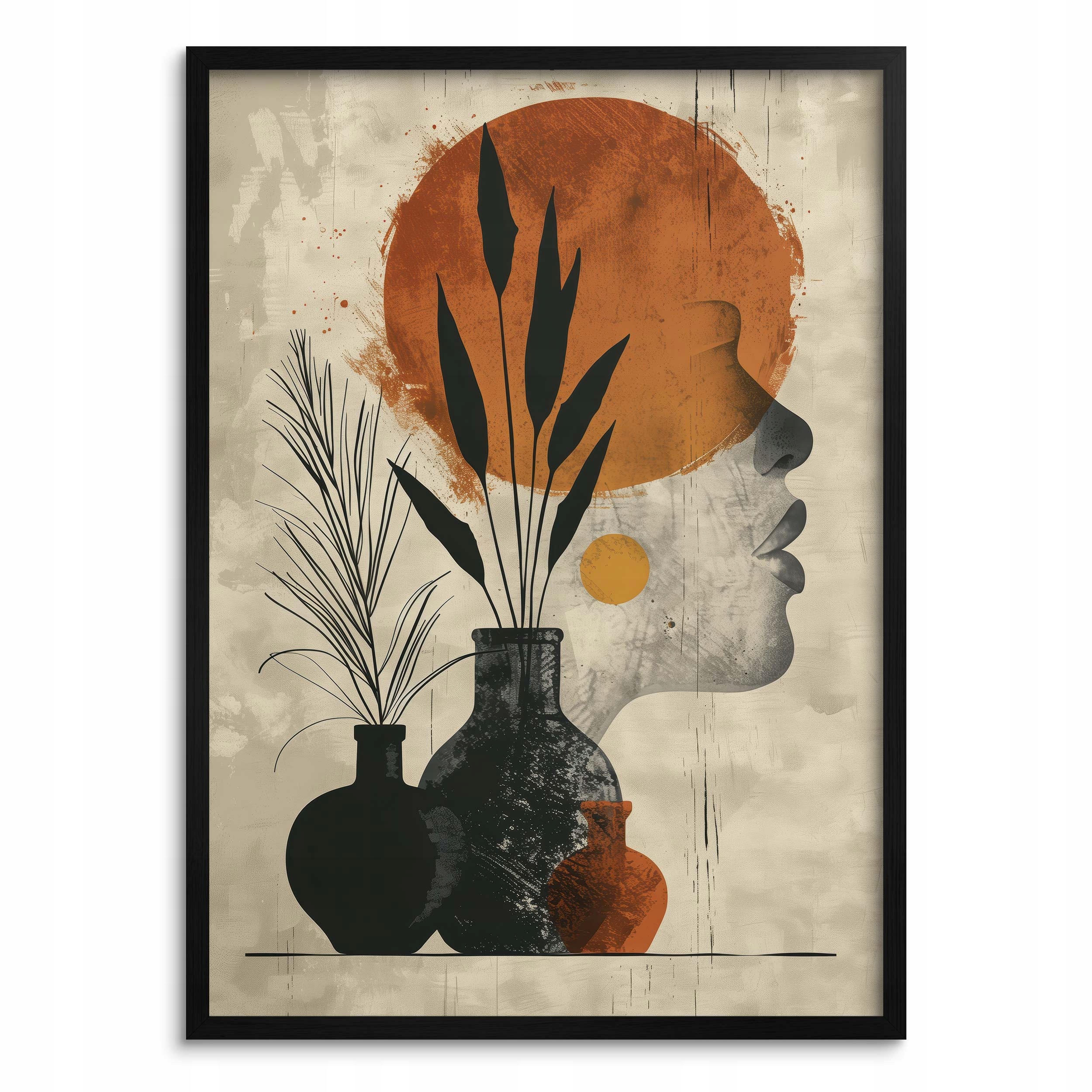 Beżowy Plakat Obraz Nowoczesna Grafika na ścianę do salonu biura Kobieta