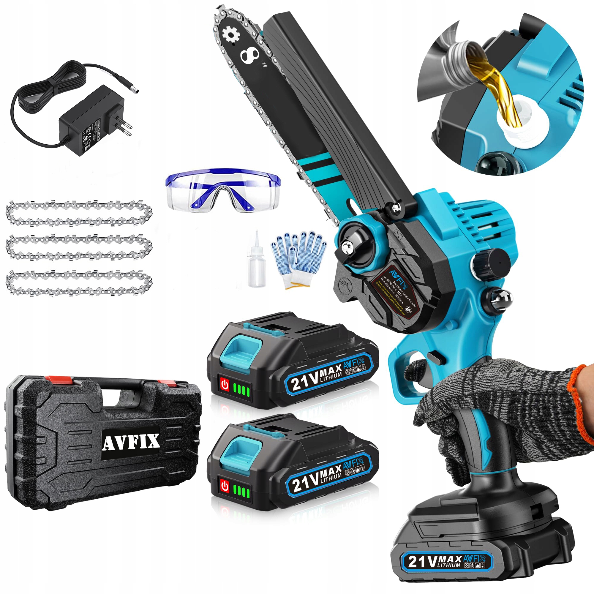 Piła łańcuchowa Rilbstix 1200 W 2*aku 3*łańcuch Prędkość łańcucha 7 m/s