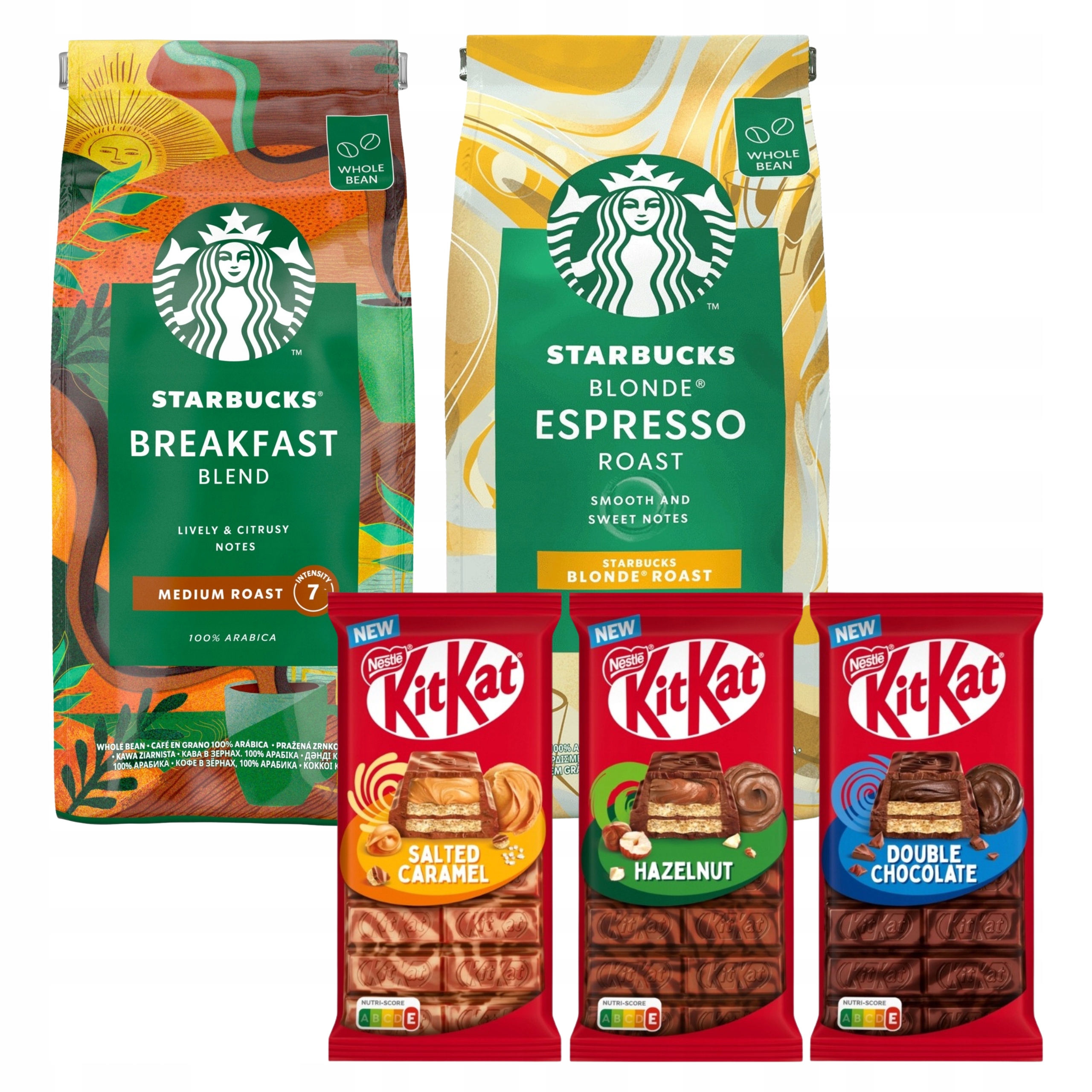 Starbucks Kawa Ziarno Breakfast Blend Blonde 2x 450g 3x Czekolada KitKat