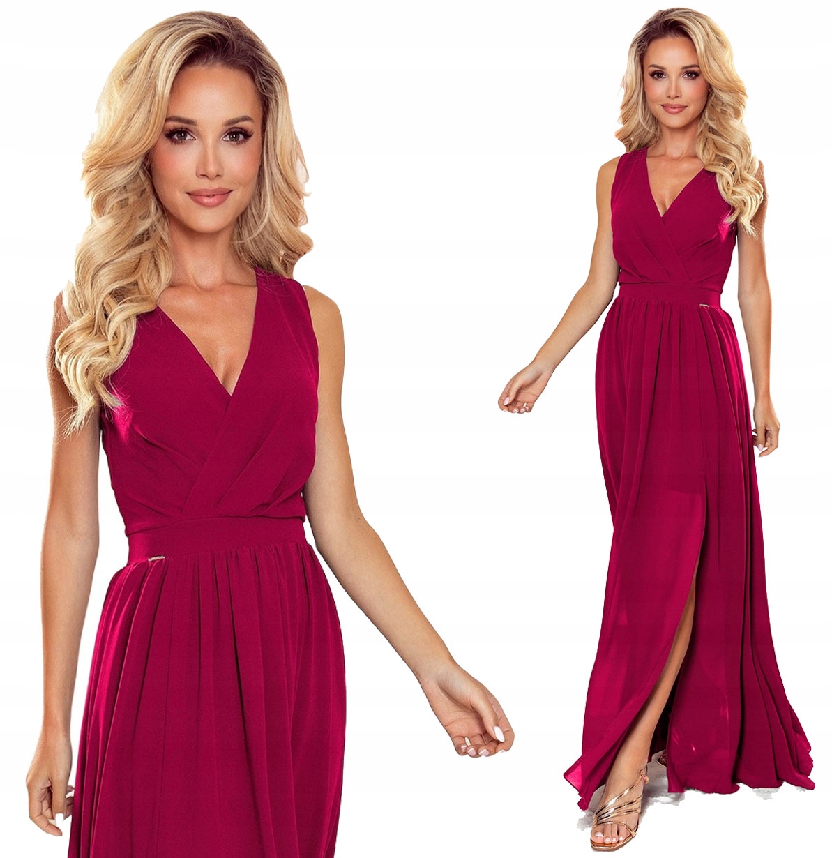 Dlouhé Šaty S Vázáním Na Zádech Bez Rukávů, Výstřih Bordó L