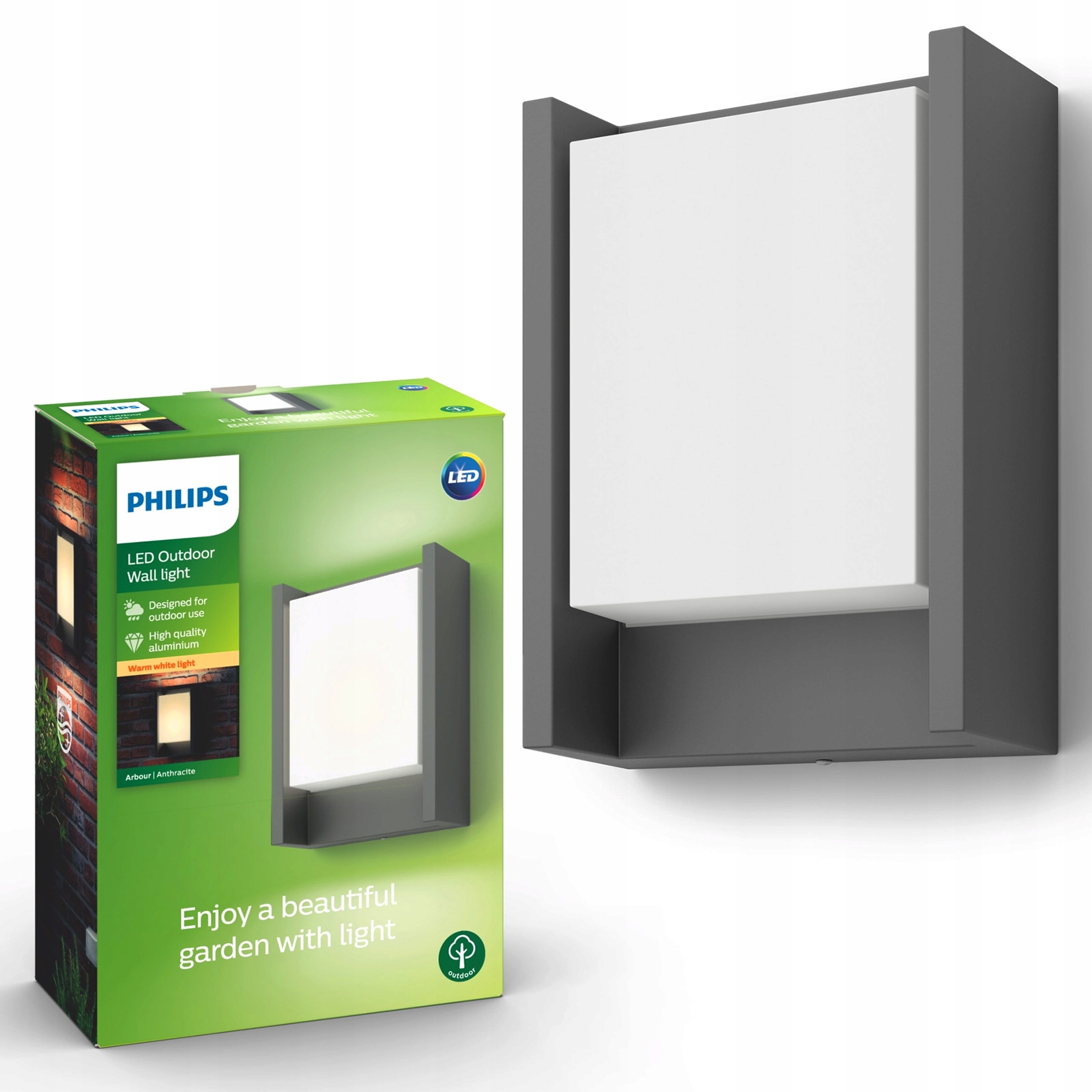 Zahradní Led lampa Fasádní svítidlo Arbour 6W 2700K IP44 Antracit Philips