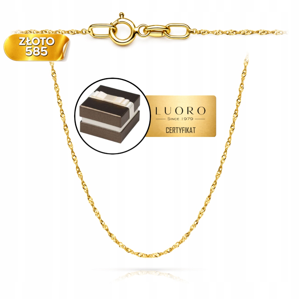 Řetízek Zlatý 585 14K Vazba Singapur 42 CM Žluté Zlato Elegantní