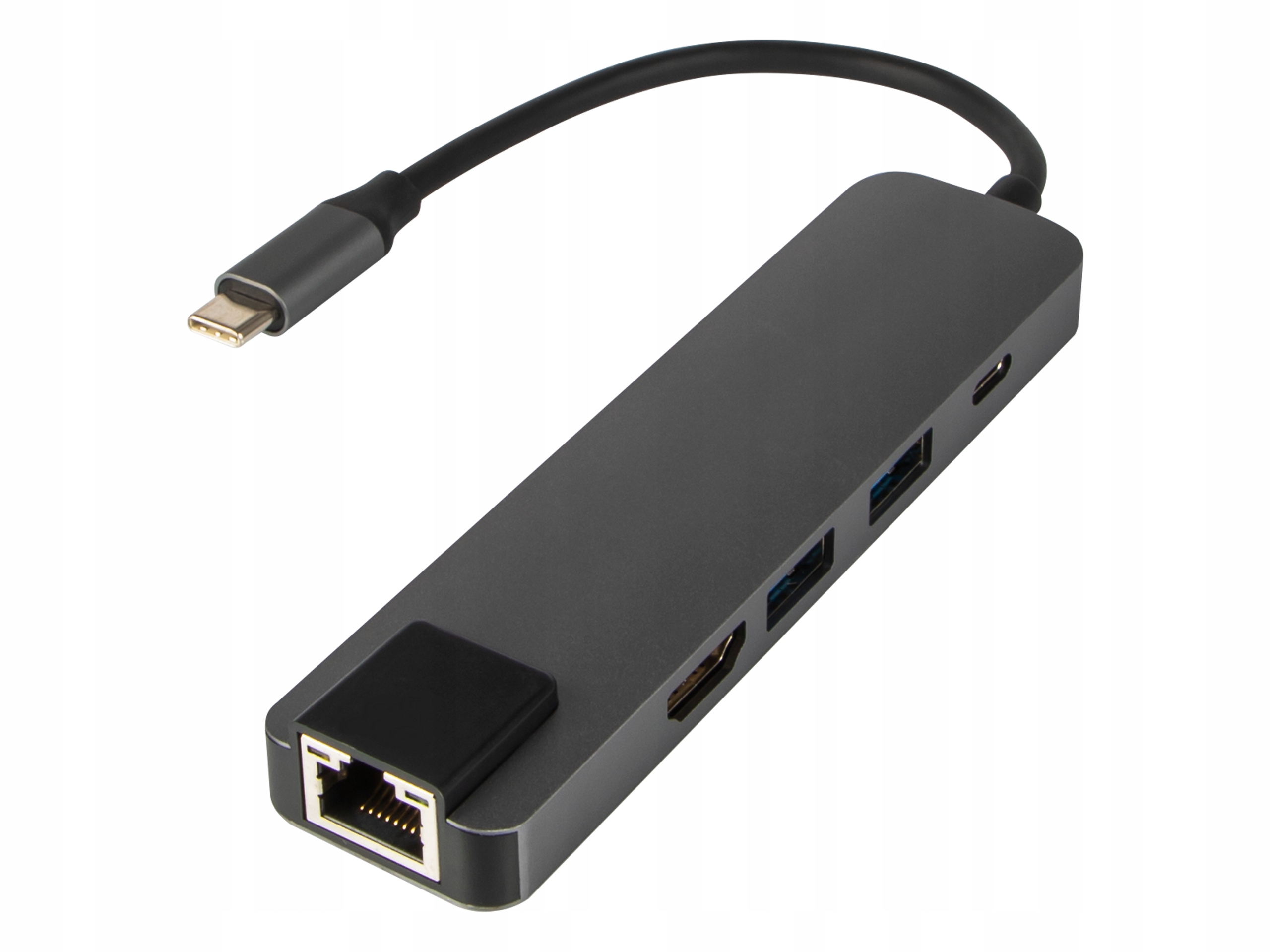 KARTA SIECIOWA HUB 5W1 USB USB-C 3.0 ADAPTER HDMI LAN ETHERNET GIGABIT RJ45 Maksymalna prędkość transmisji 100 Mb/s
