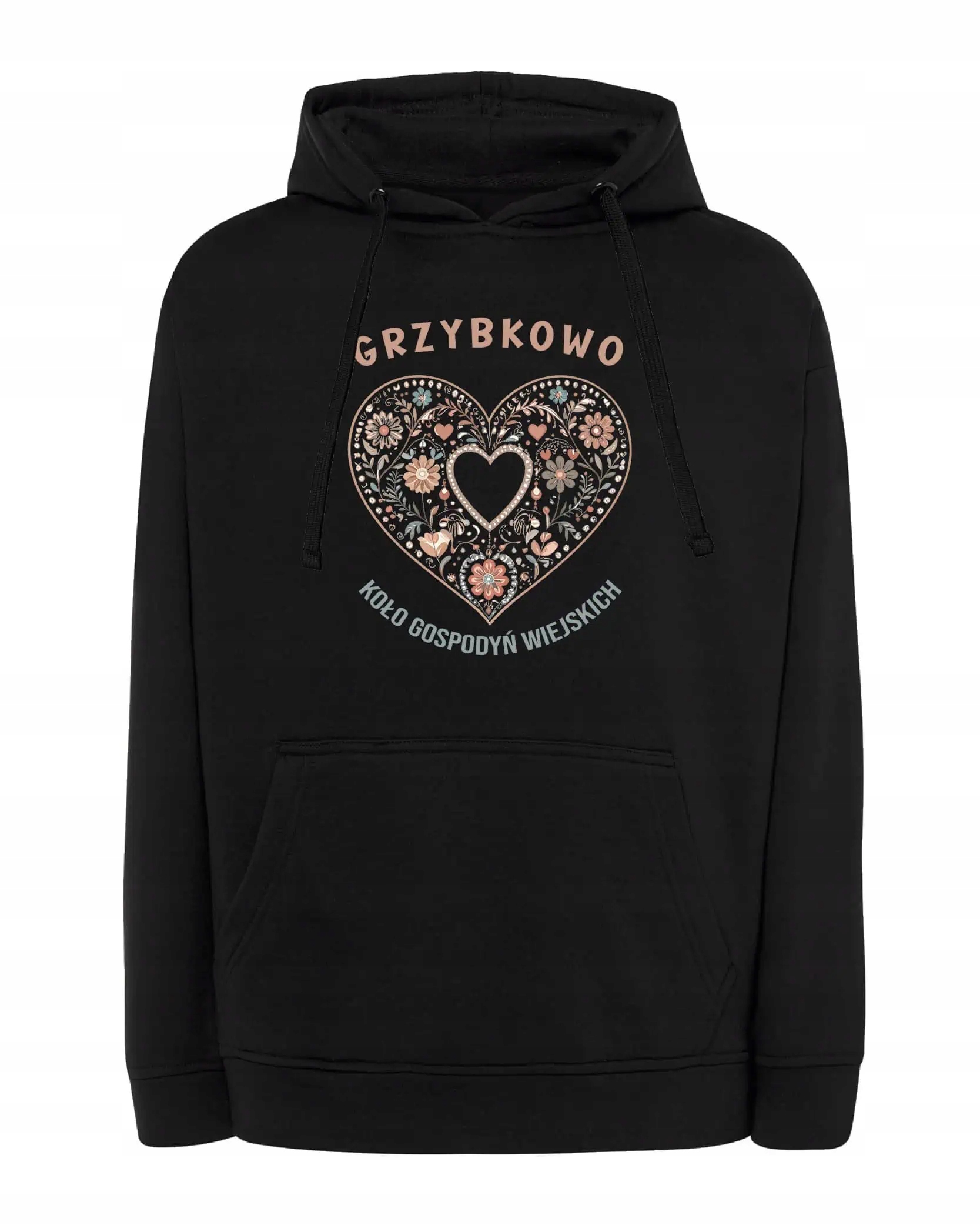 Mikina s kapucí Personalizovaná Kolo hospodyňek Květiny Černá M