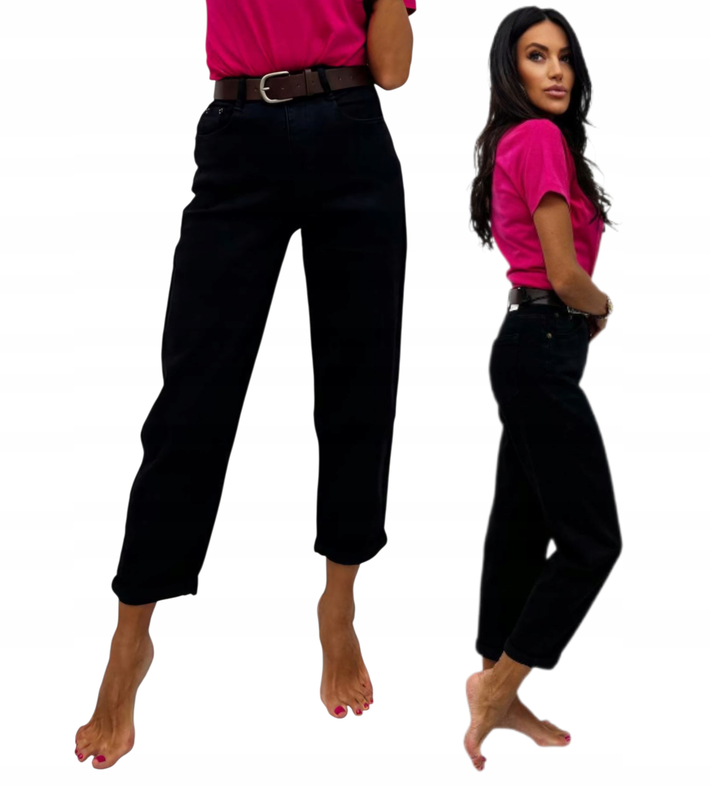 Módní Džínové Kalhoty S Páskem Typu Balloon, Černé