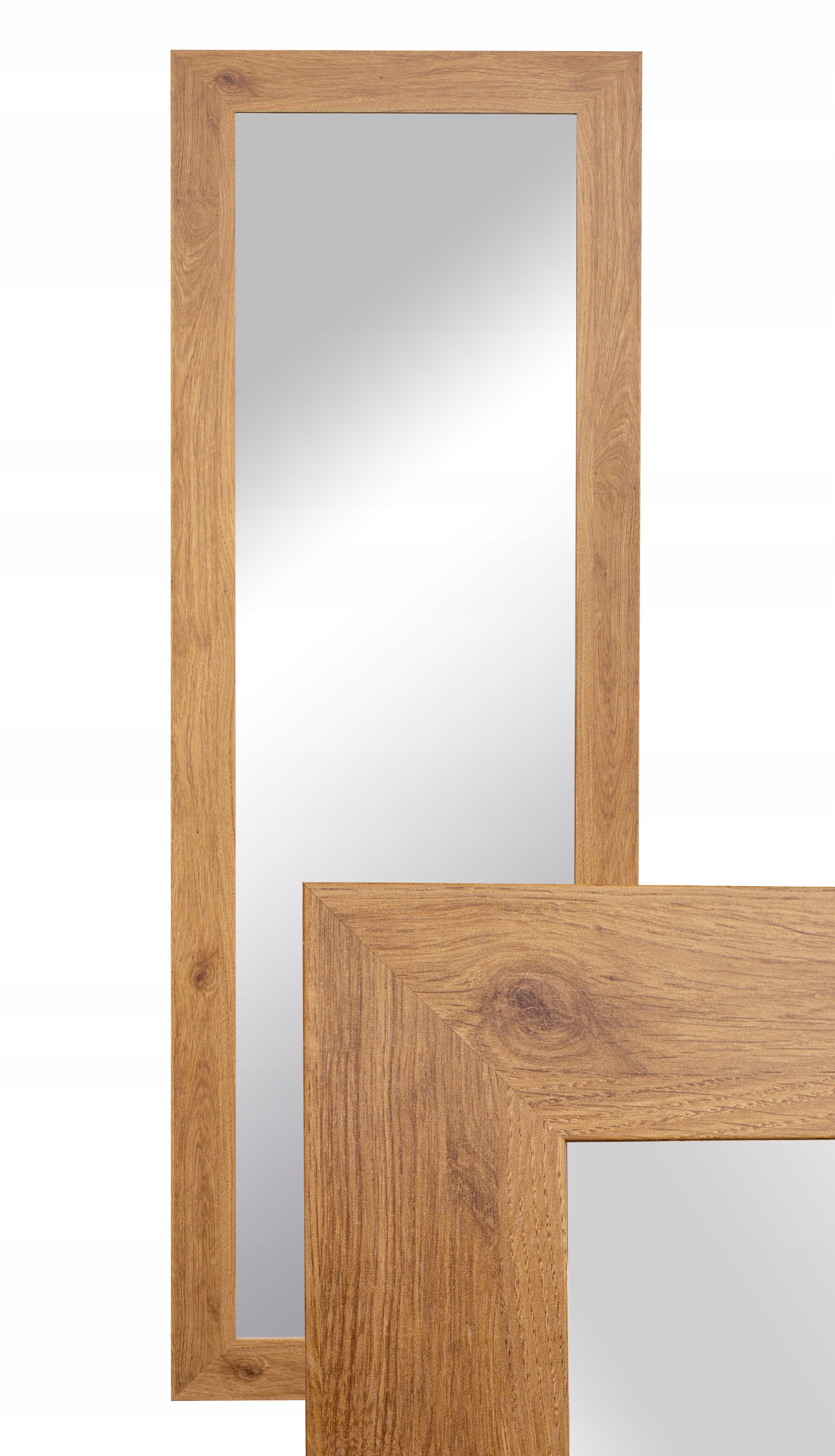 

Lustro wiszące w ramie dąb 150x50 do salonu duże