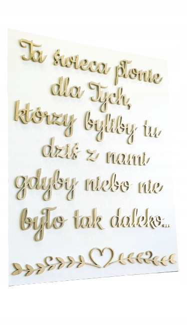 

Ta świeca płonie dla tych, tabliczka weselna