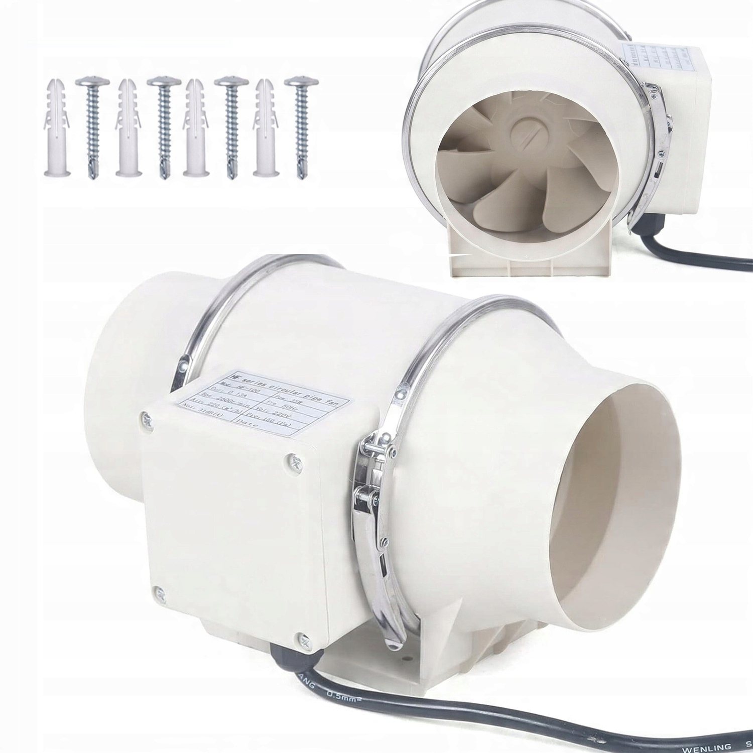 Kanálový Ventilátor 100 Tichý průmyslový odtahový pro garáž 310 m3 Výkonný