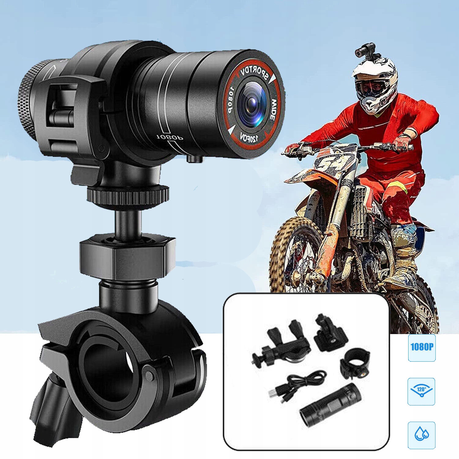 Kamera Na Helmu 1080P S Vestavěným Mikrofonem, Max Podporuje 128 Gb, Černá