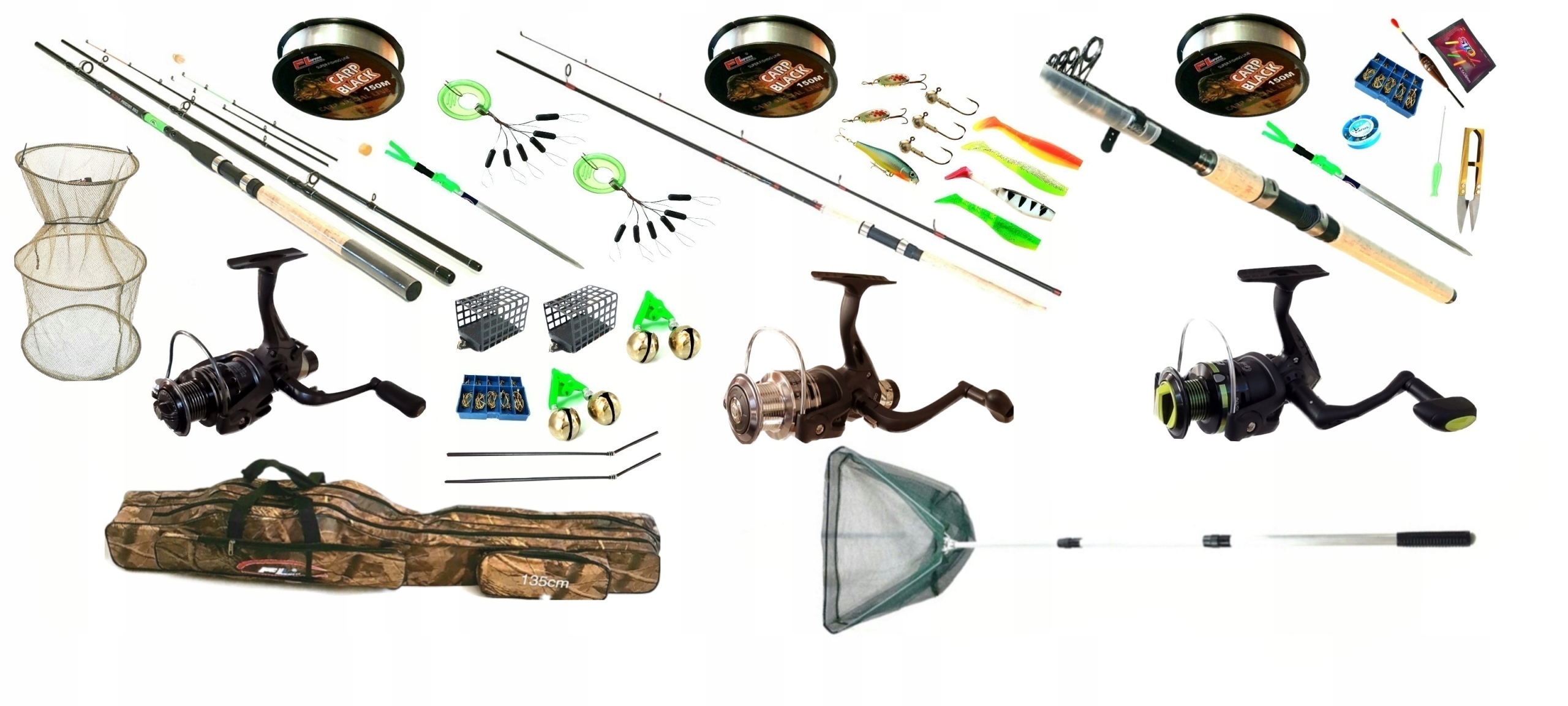 3xZestaw spinning spławik grunt FEEDER