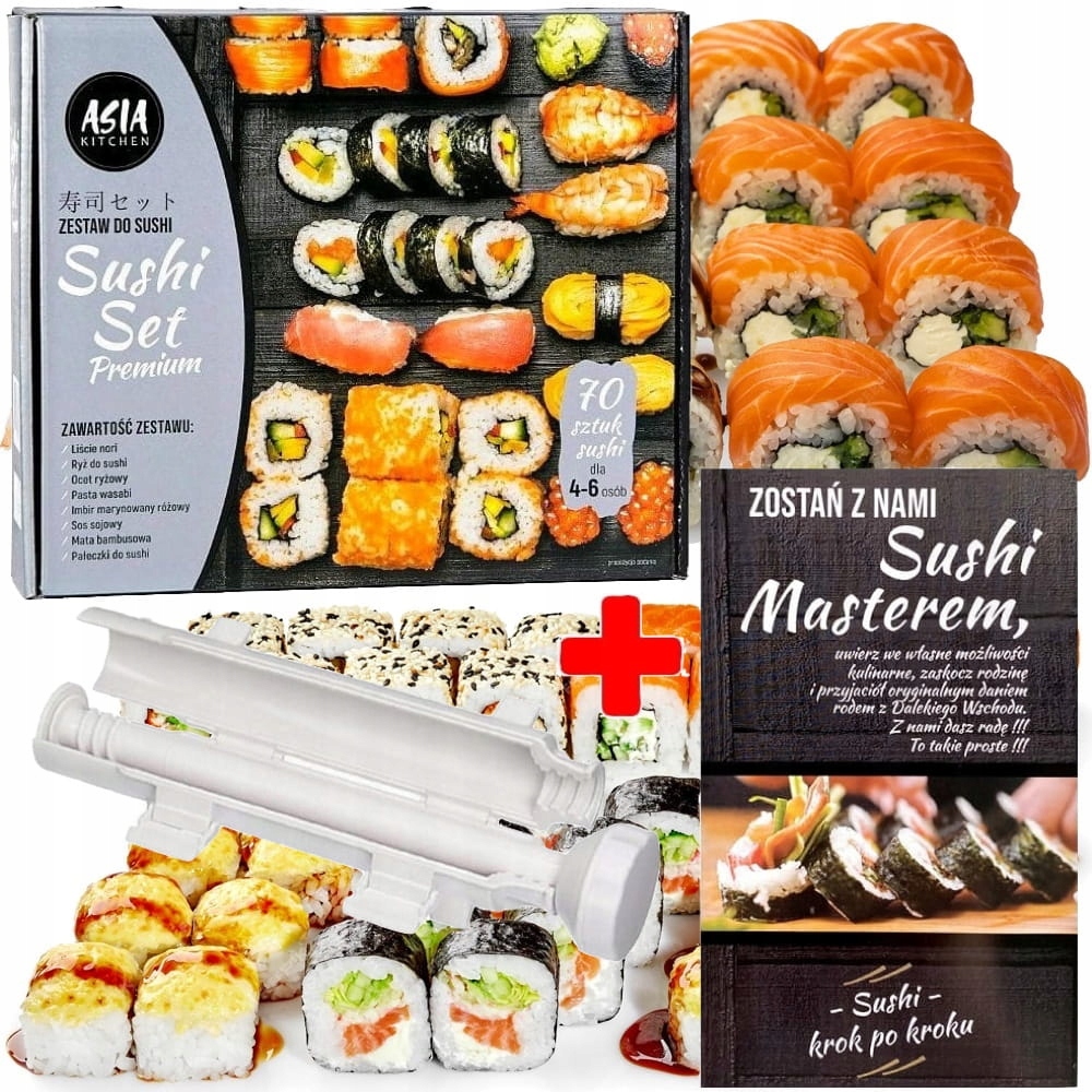 Levně Sada na sushi Premium Silver 70 Kusů Asia Kitchen Sushi Roller