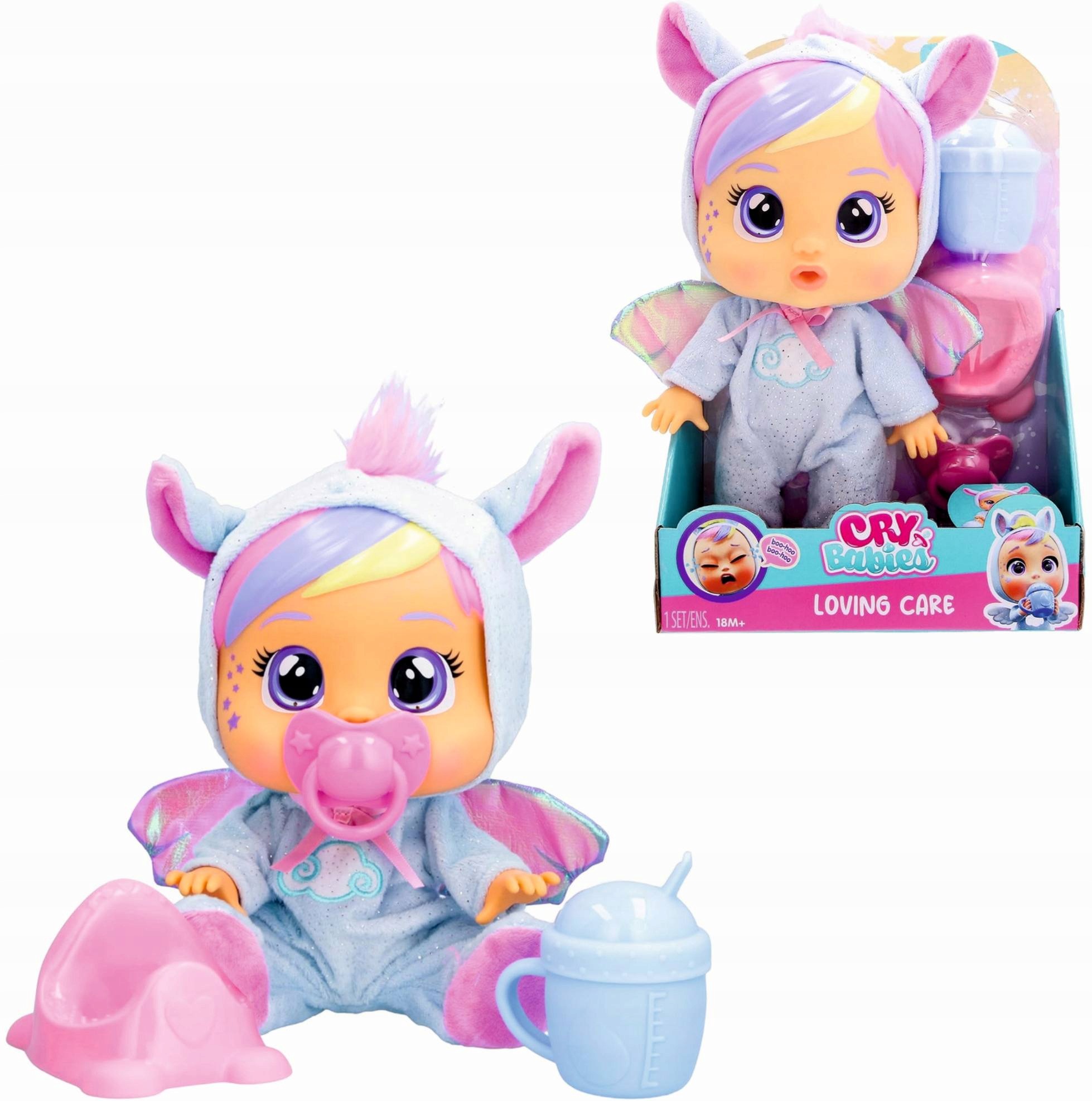 Lalka Cry Babies Loving Care Jenna Skrzydła 26 cm Smoczek Akcesoria 18M+