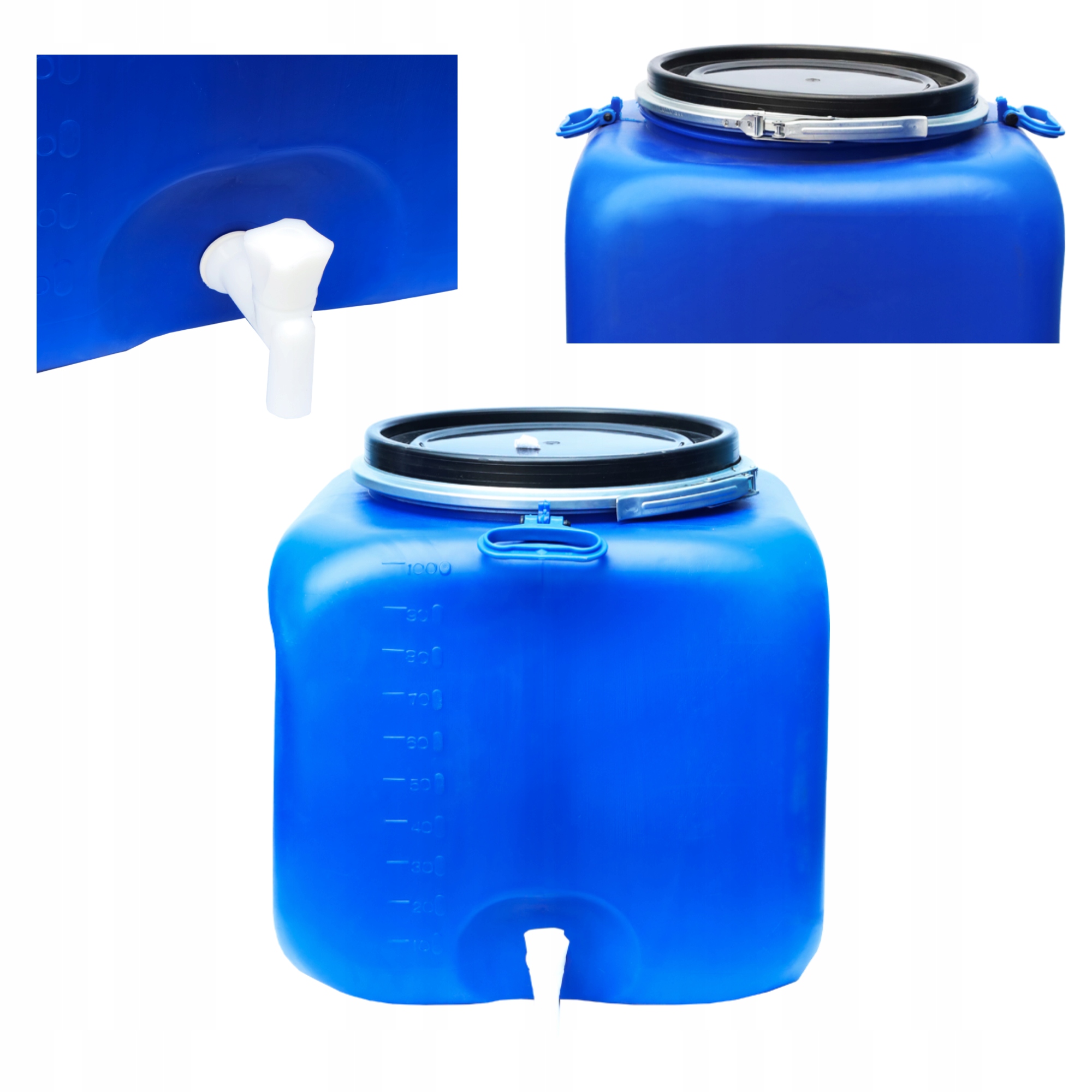 Beczka Plastikowa Z Kranikiem Zbiornik 100L Z Pokrywką Przechowywanie Atest