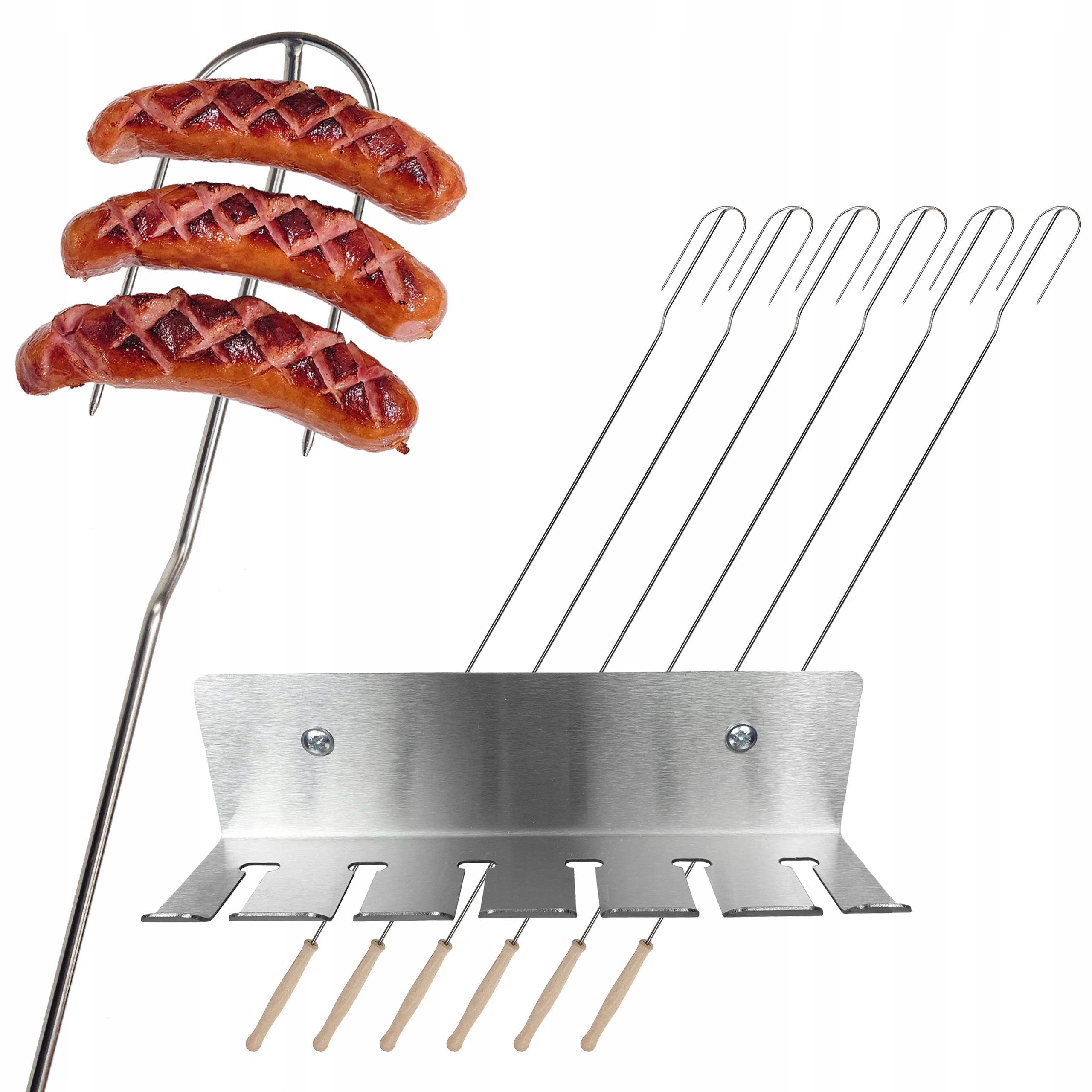 Kije ogniskowe nierdzewne 130cm wieszak na kijki do kiełbasy Premium Inox