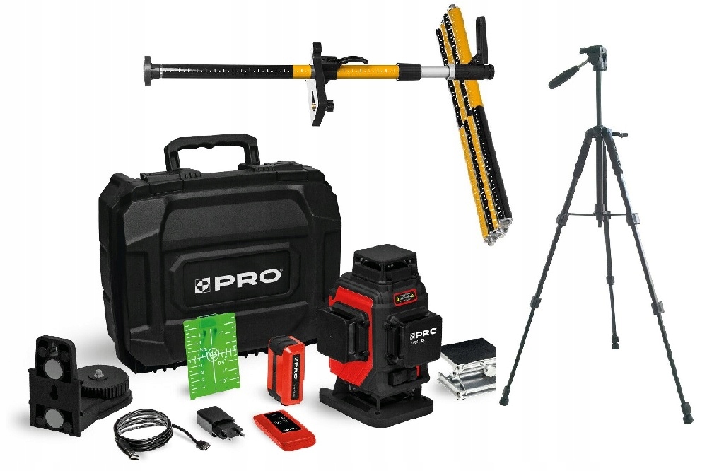 Pro Laser AQ4DG Zestaw Plus (zielona wiązka) Set Statyw 1,55m Tyczka 3,34m