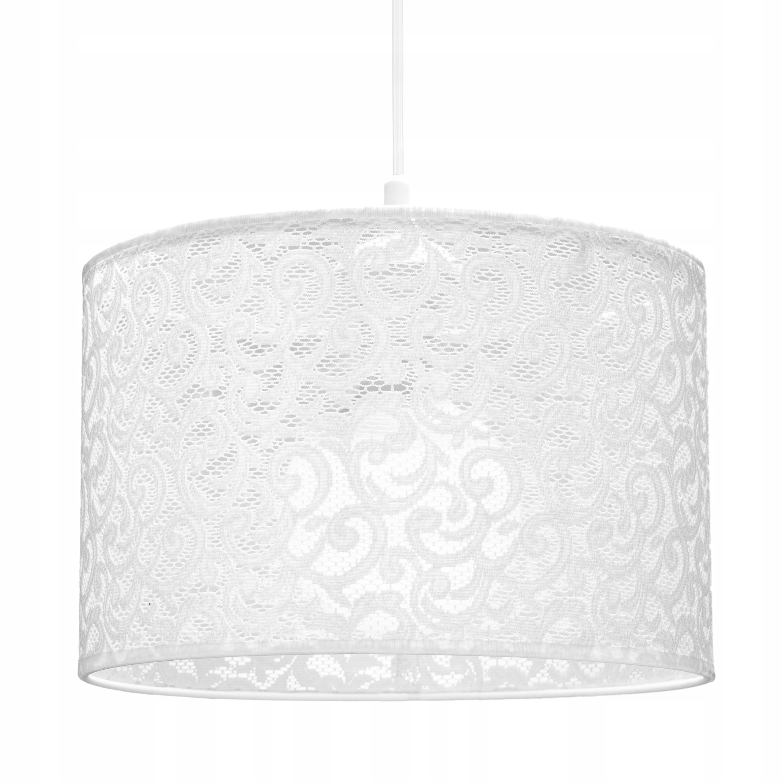 

Lampa wisząca do sypialni Biała abażur koronka