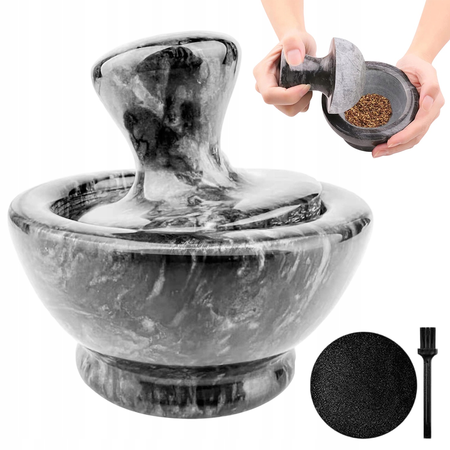 Kuchyňský Mramorový Hmoždíř Na Utírání Koření Pesto Utěrka