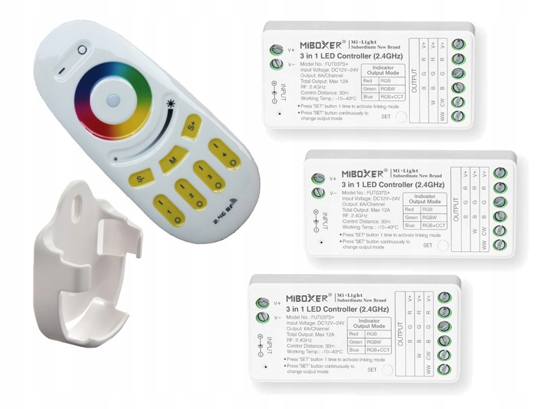 Zónový Set pro Rgb Led pásky Rgbw Dálkový Ovladač 3 Ovladače přijímačů FUT037