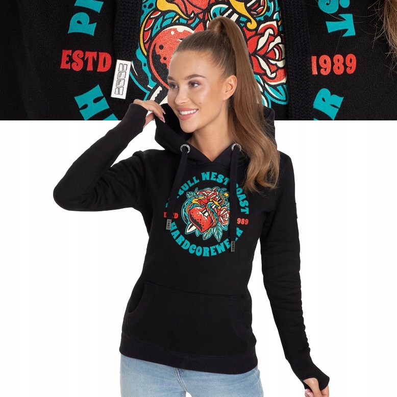 

Pitbull Bluza damska z kaptur Broken Heart Czarna