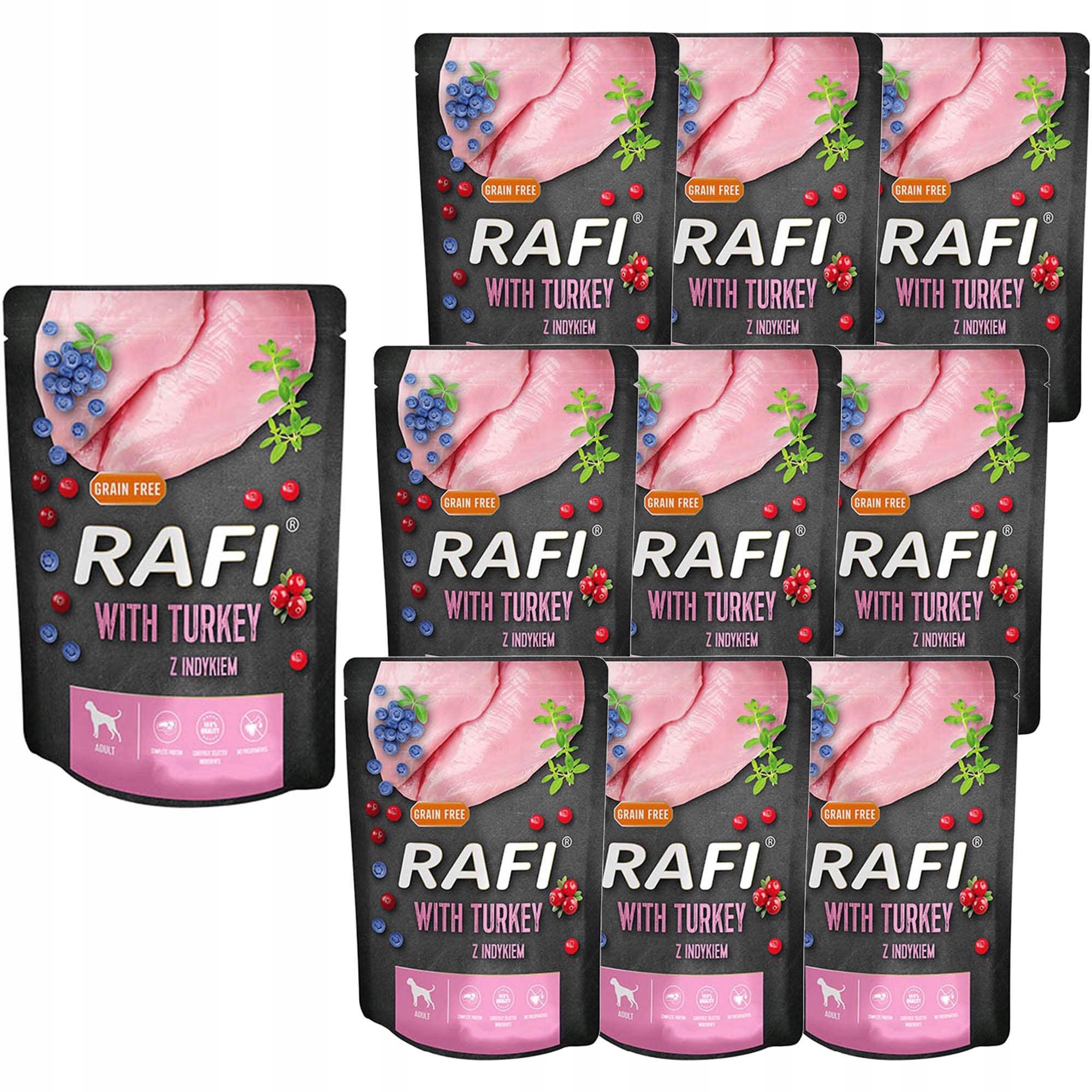 Levně Rafi Vlhké krmivo s krůtou v sáčcích 300 g x 10 kusů