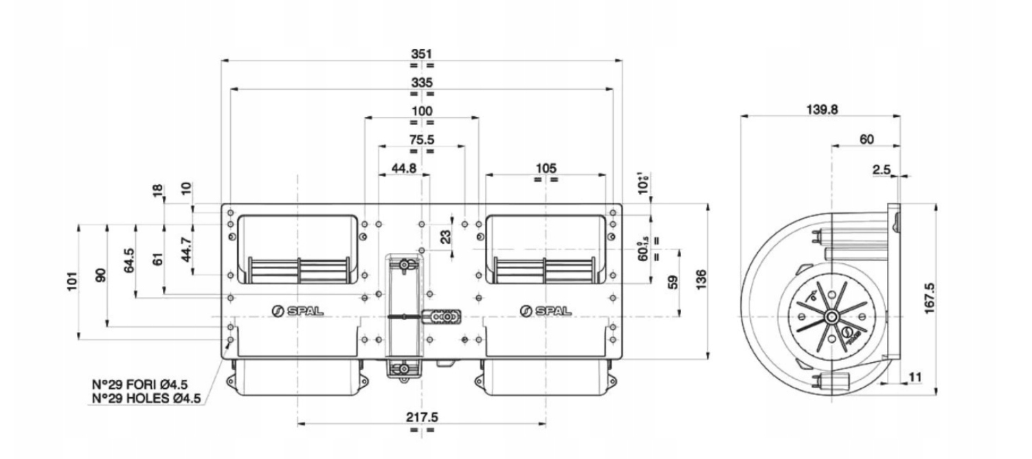 Dmuchawa wentylator SPAL 006 A39 22 12V Part manufacturer Spal