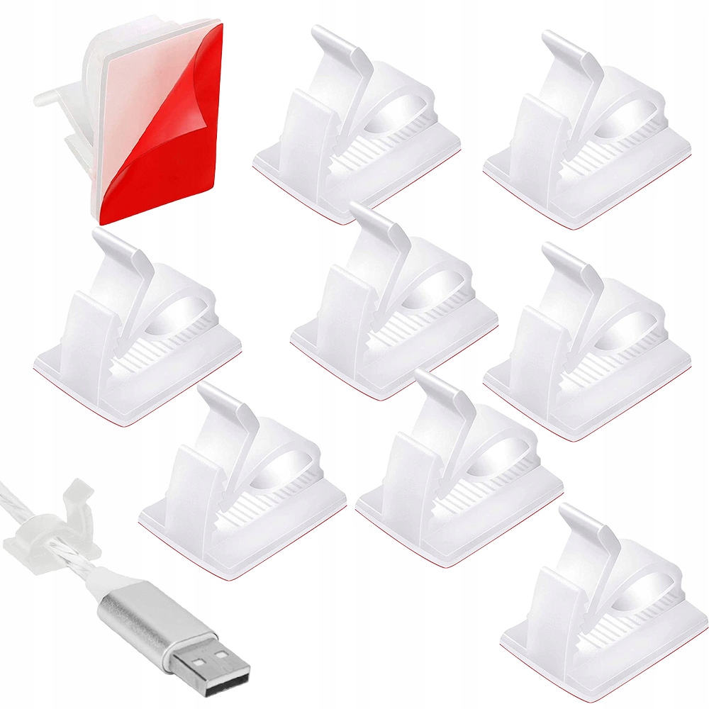 

Zestaw 10x Organizer Klips Zaczep Do Kabli 3M