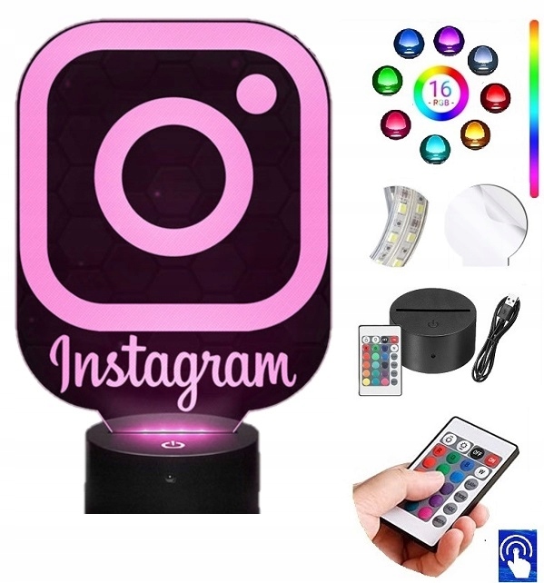 Lampka na biurko Instagram 16 kolorów LED PLEXIDO
