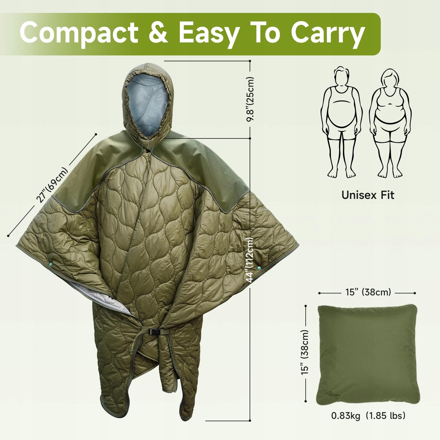 TRAVEL BIRD Wielofunkcyjny Ciepły Poncho Śpiwór z Kapturem na Camping — miniatura 2