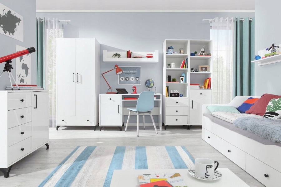 BERGAMO 13 łóżko 3S 90x200 ze stelażem biały Długość mebla 204 cm