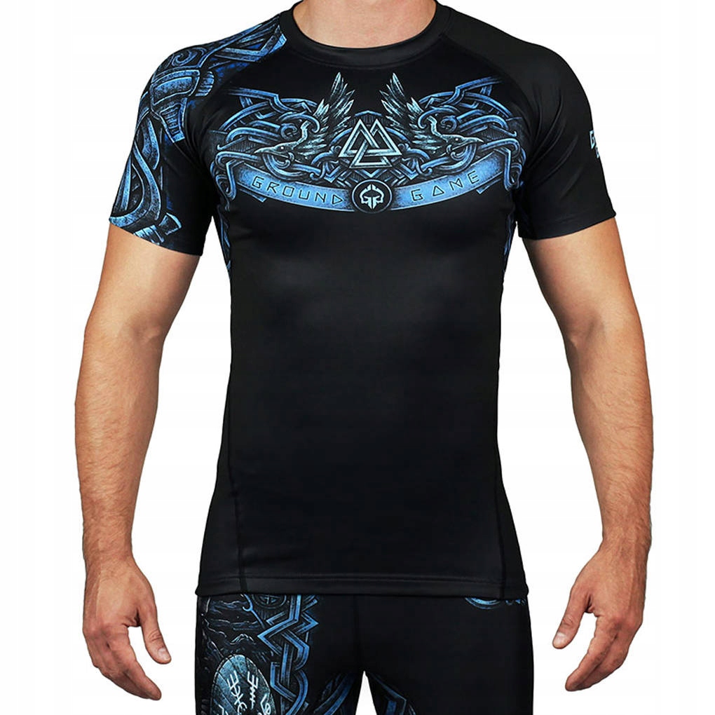 Rashguard męski z krótkim rękawem Ground Game Viking Czarny r. L Stan opakowania oryginalne