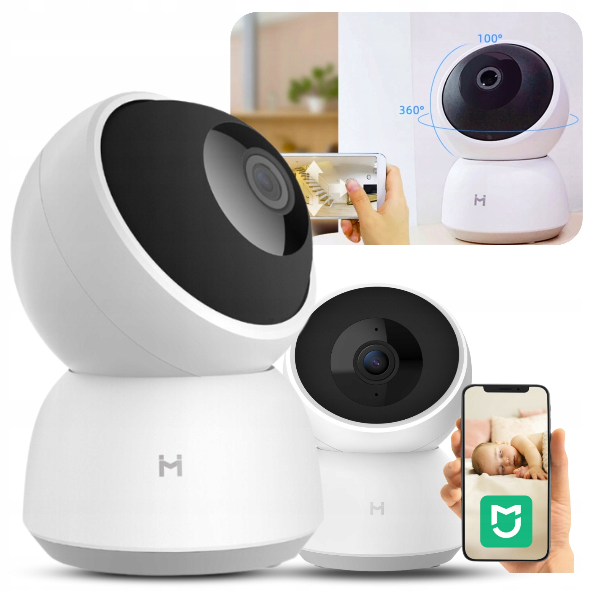 Imilab A1 Ip Kamera chůvička WiFi monitorovací kamera do bytu 1296P 360°