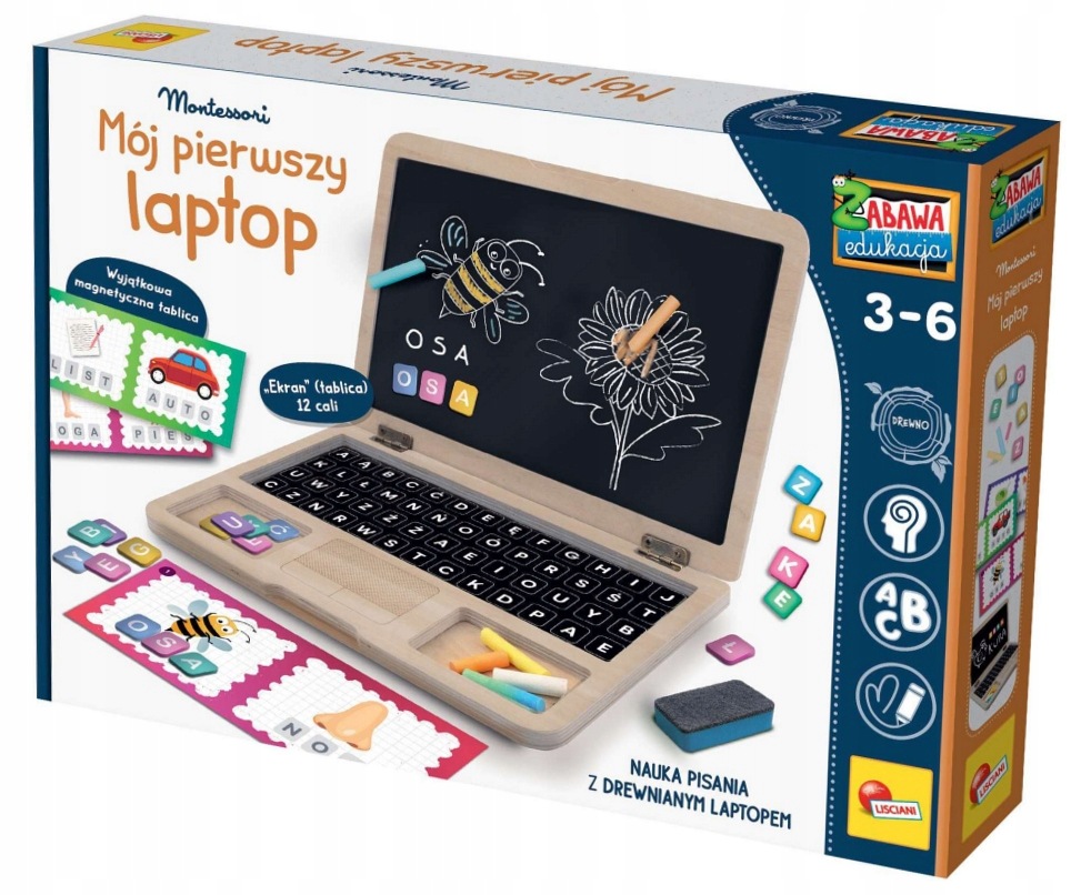 Lisciani Montessori Mój Pierwszy Drewniany Laptop