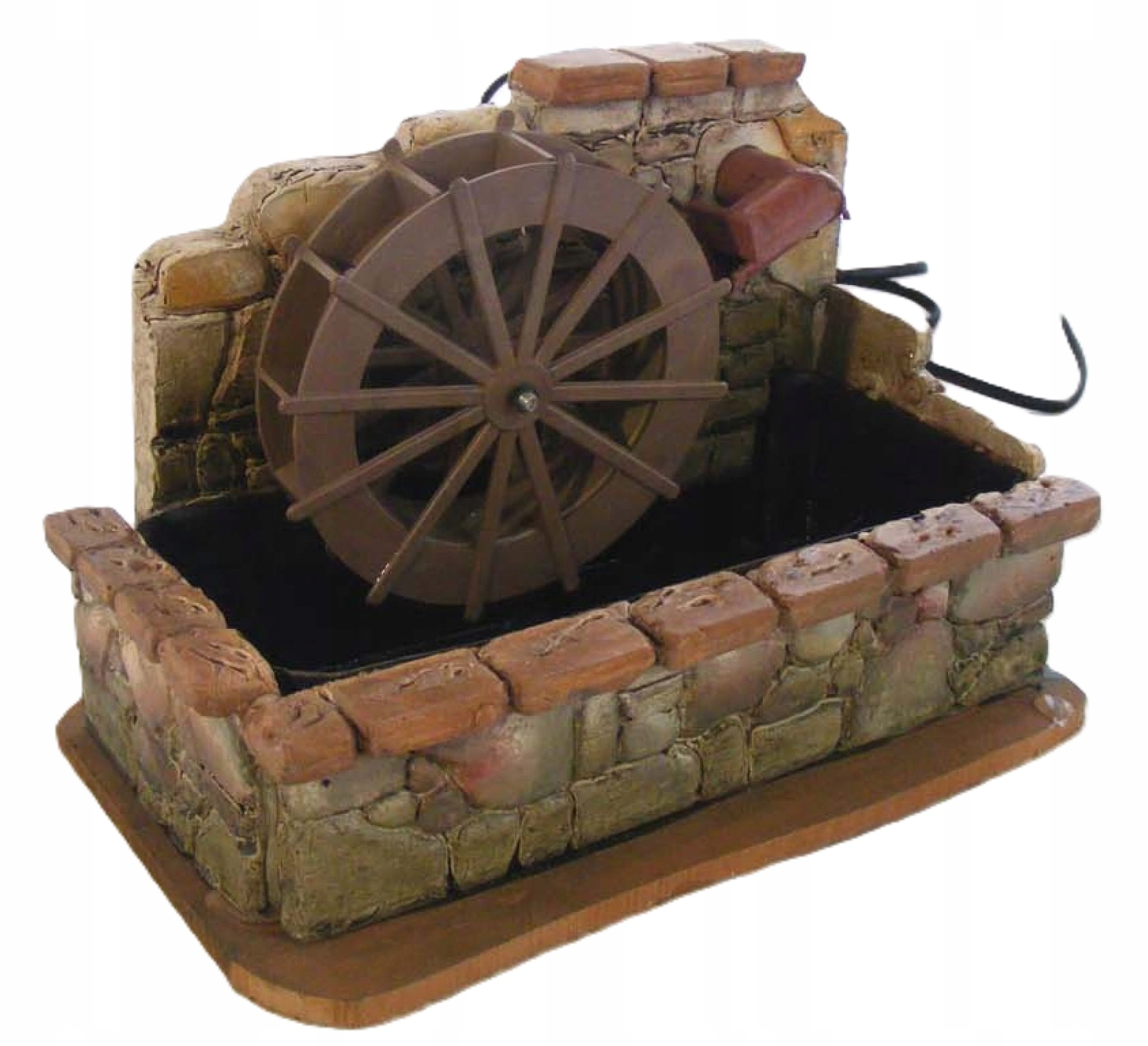 Krásne vodné koleso mlyn s pumpou na vodu na 220 V, na dekoráciu výška 15 cm